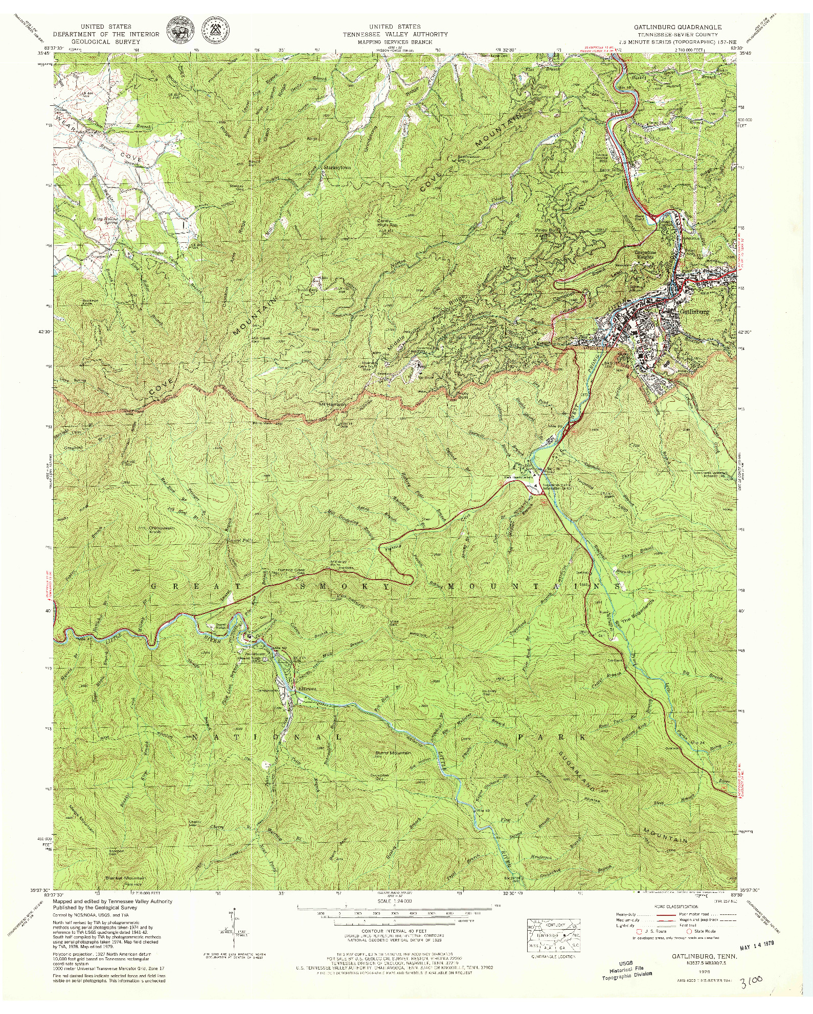 USGS 1:24000-SCALE QUADRANGLE FOR GATLINBURG, TN 1979