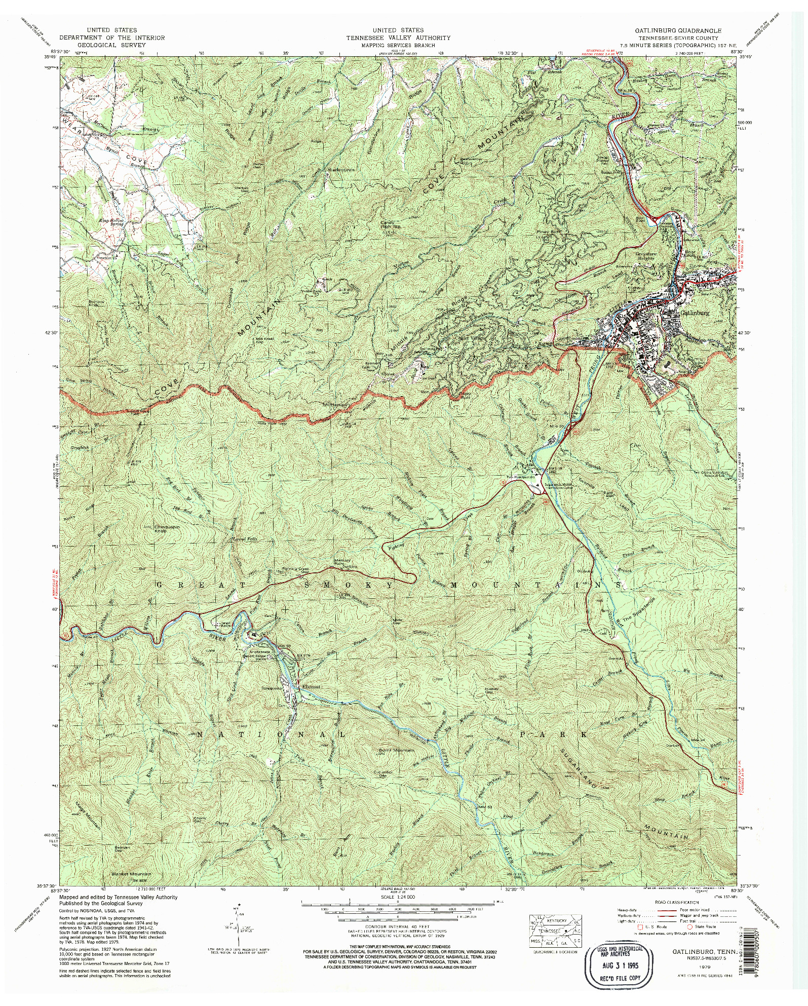 USGS 1:24000-SCALE QUADRANGLE FOR GATLINBURG, TN 1979