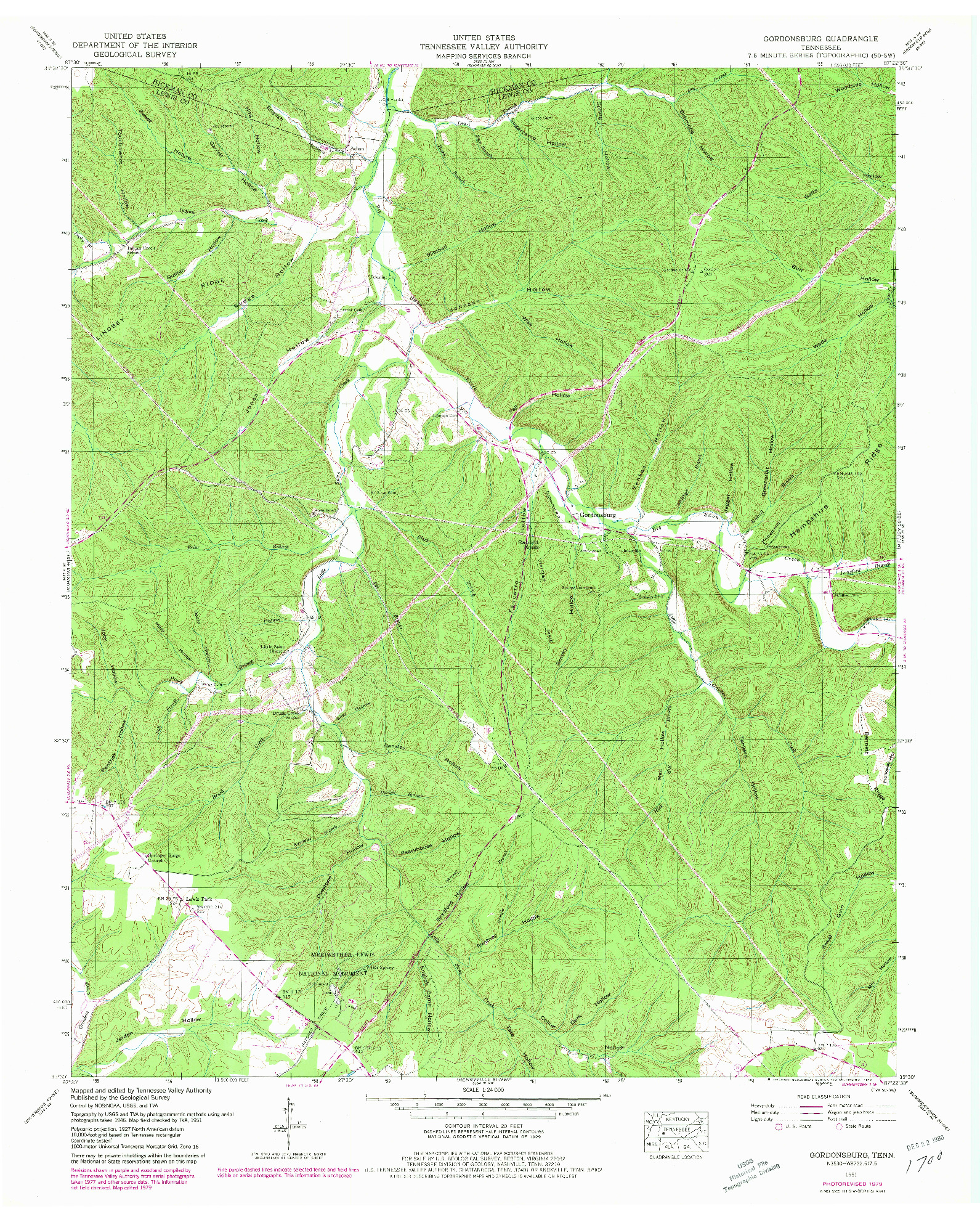 USGS 1:24000-SCALE QUADRANGLE FOR GORDONSBURG, TN 1951