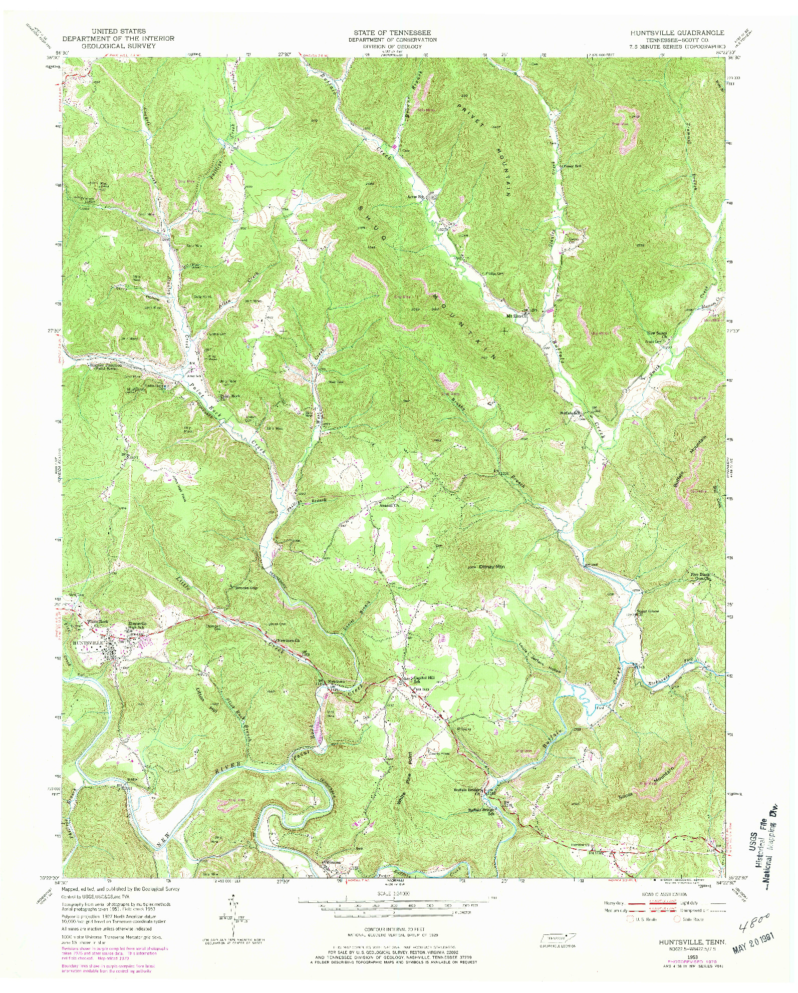 USGS 1:24000-SCALE QUADRANGLE FOR HUNTSVILLE, TN 1953