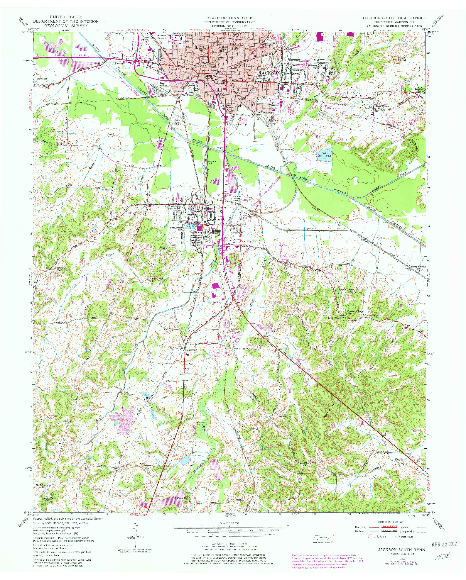 USGS 1:24000-SCALE QUADRANGLE FOR JACKSON SOUTH, TN 1950