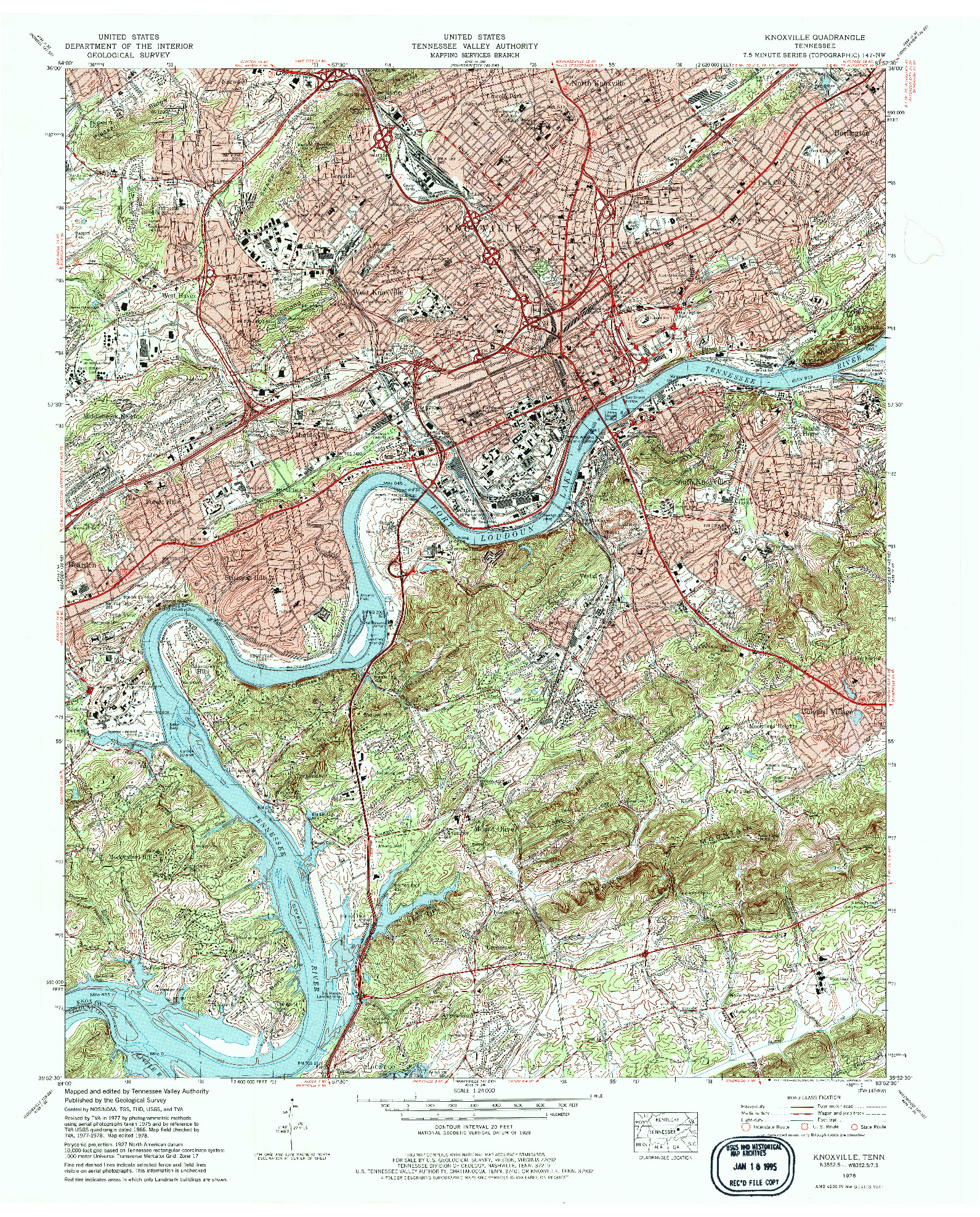 USGS 1:24000-SCALE QUADRANGLE FOR KNOXVILLE, TN 1978