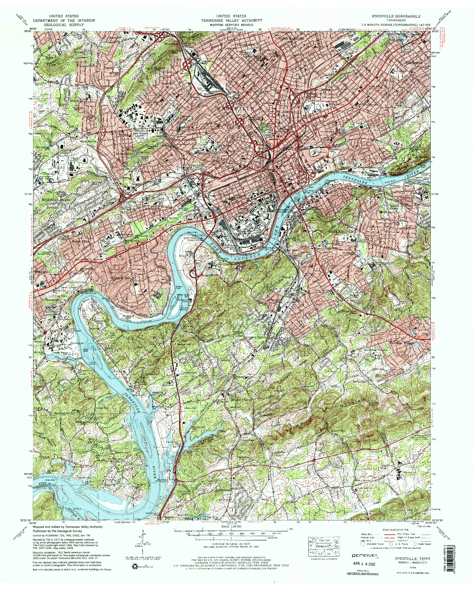 USGS 1:24000-SCALE QUADRANGLE FOR KNOXVILLE, TN 1978