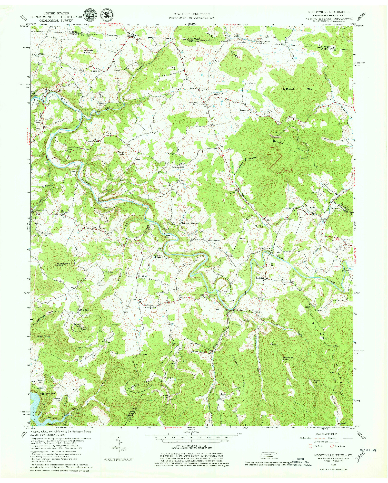 USGS 1:24000-SCALE QUADRANGLE FOR MOODYVILLE, TN 1962