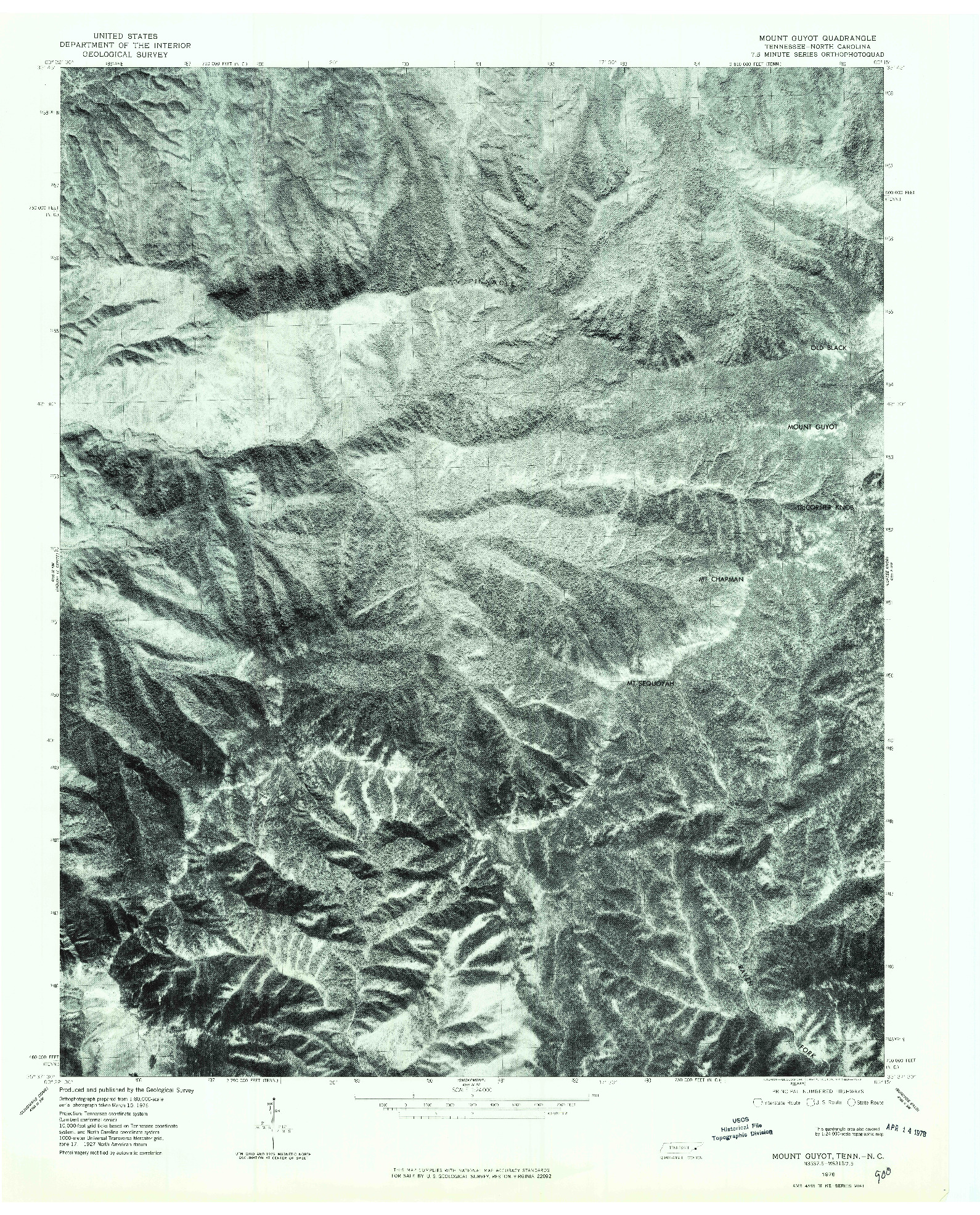 USGS 1:24000-SCALE QUADRANGLE FOR MOUNT GUYOT, TN 1976