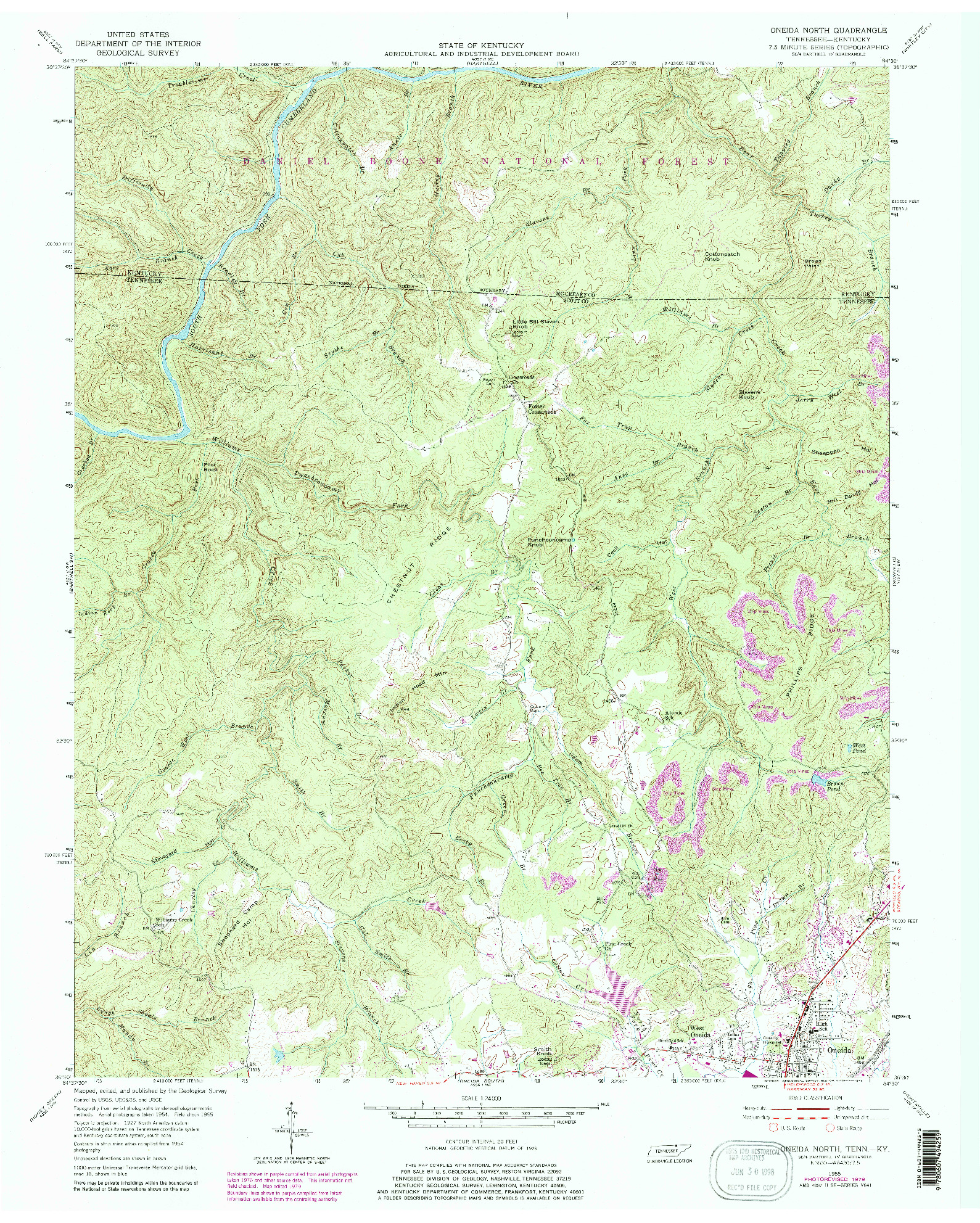 USGS 1:24000-SCALE QUADRANGLE FOR ONEIDA NORTH, TN 1955