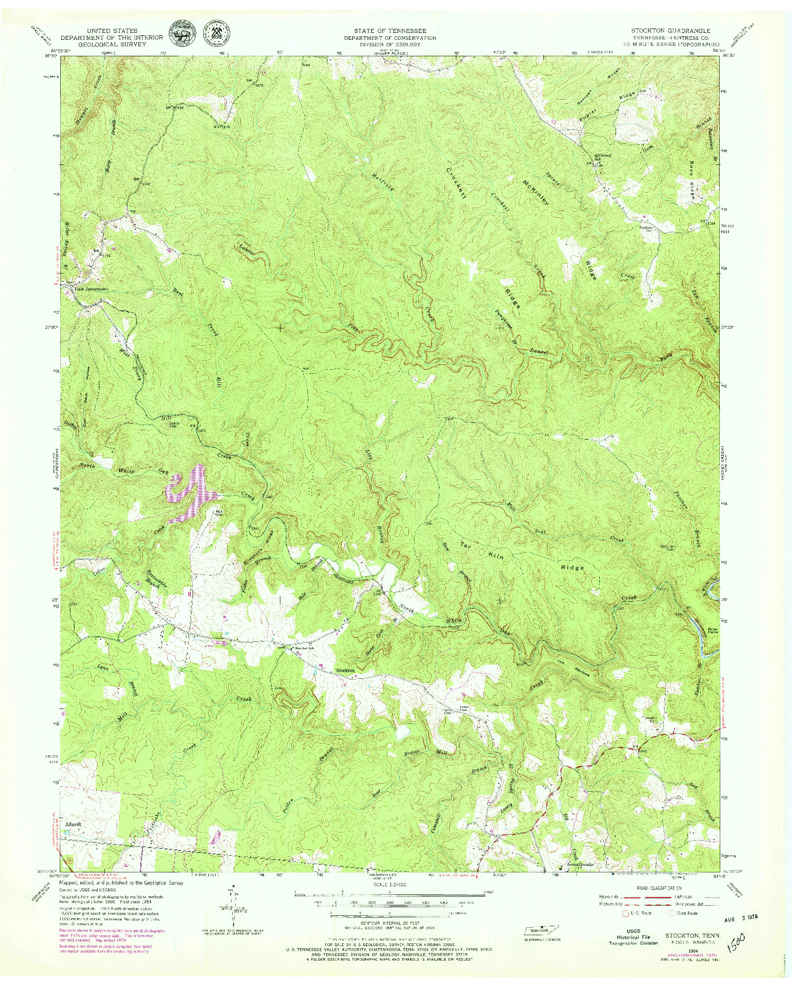 USGS 1:24000-SCALE QUADRANGLE FOR STOCKTON, TN 1954