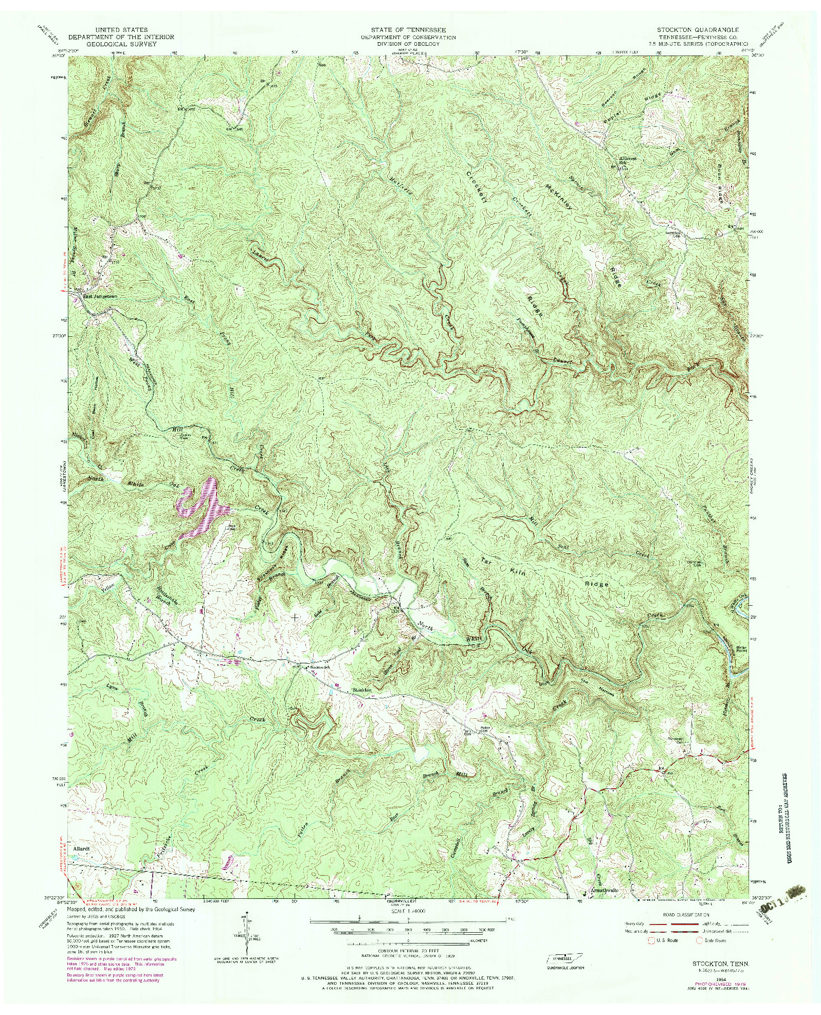 USGS 1:24000-SCALE QUADRANGLE FOR STOCKTON, TN 1954