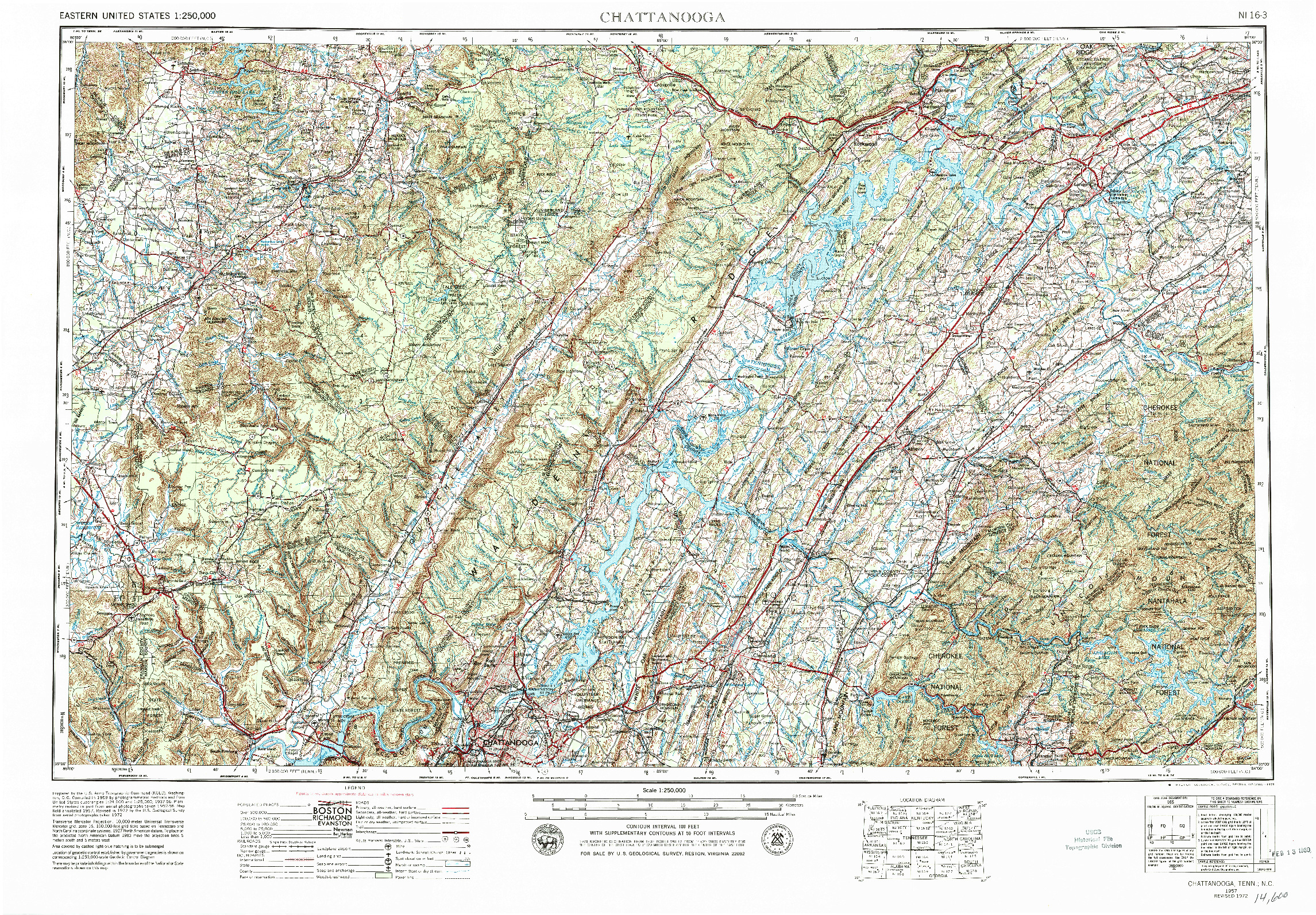 USGS 1:250000-SCALE QUADRANGLE FOR CHATTANOOGA, TN 1957