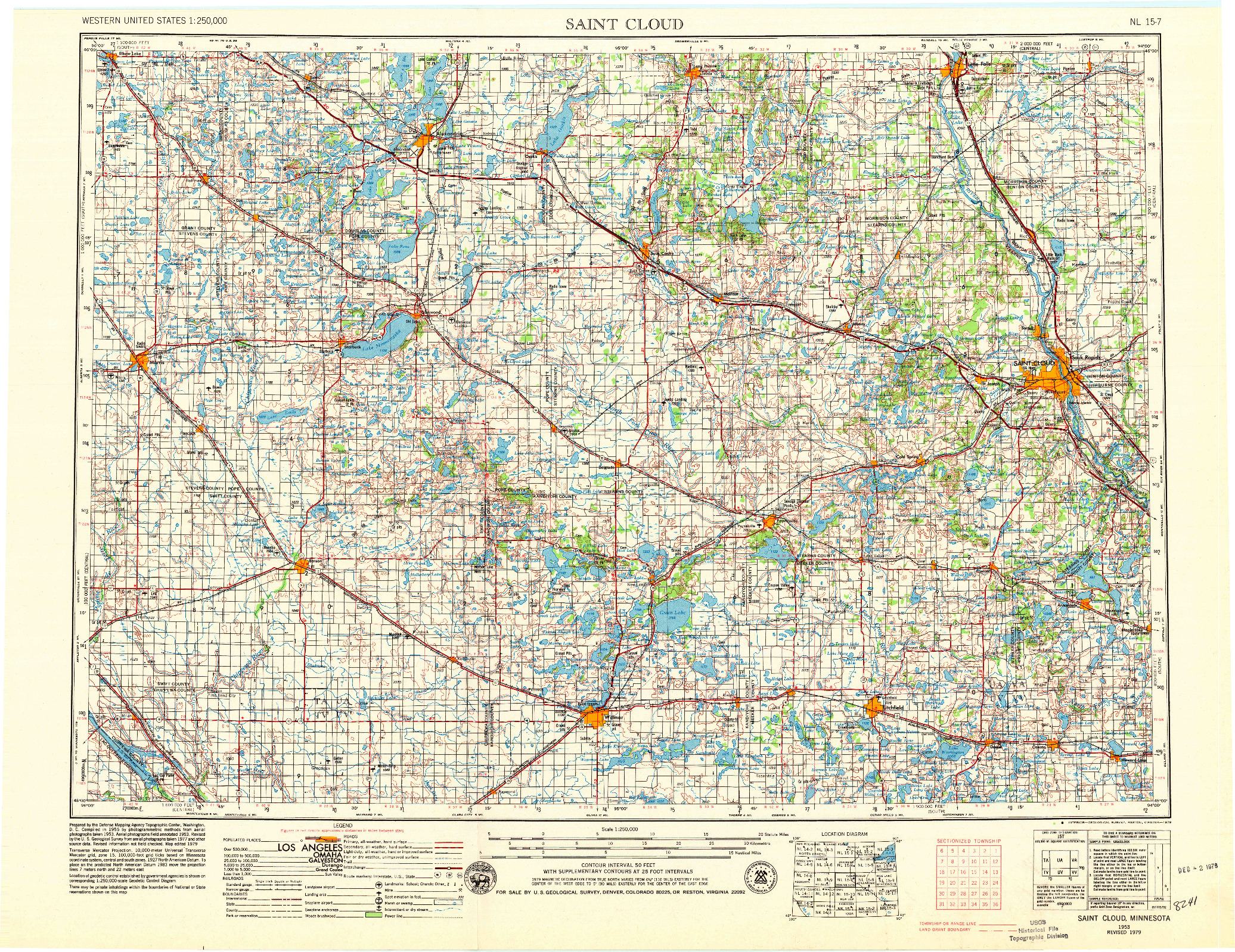 USGS 1:250000-SCALE QUADRANGLE FOR SAINT CLOUD, MN 1953