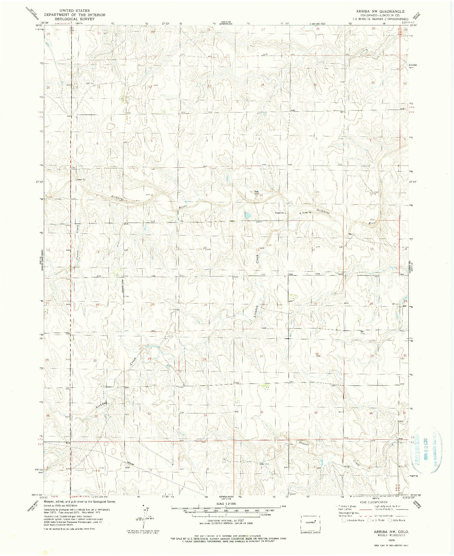 USGS 1:24000-SCALE QUADRANGLE FOR ARRIBA NW, CO 1979