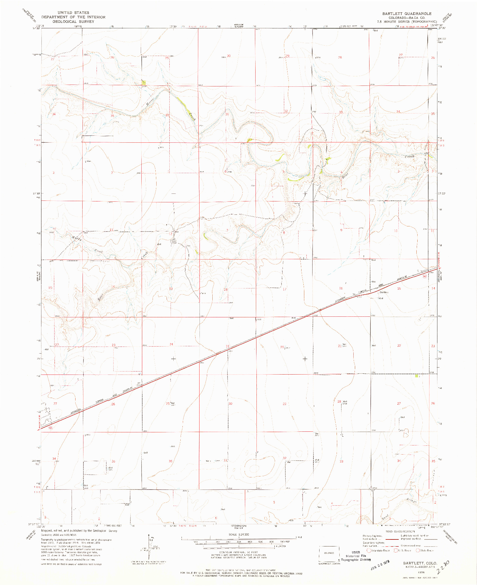 USGS 1:24000-SCALE QUADRANGLE FOR BARTLETT, CO 1978