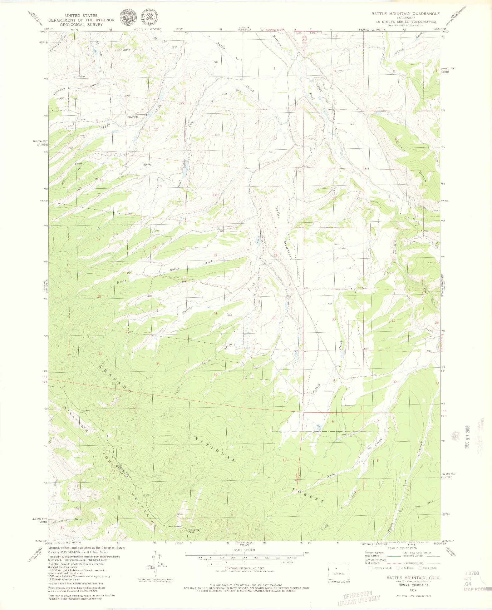USGS 1:24000-SCALE QUADRANGLE FOR BATTLE MOUNTAIN, CO 1979