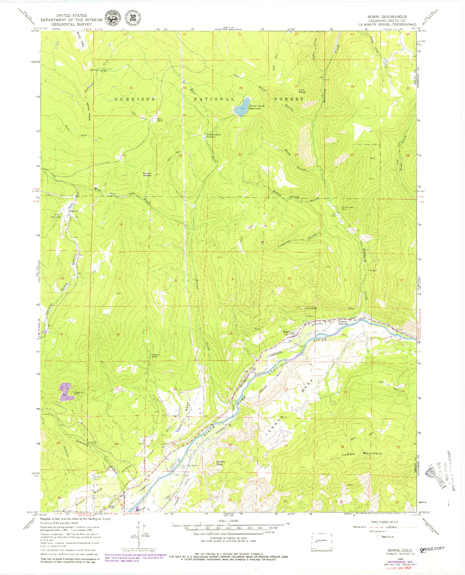 USGS 1:24000-SCALE QUADRANGLE FOR BOWIE, CO 1965