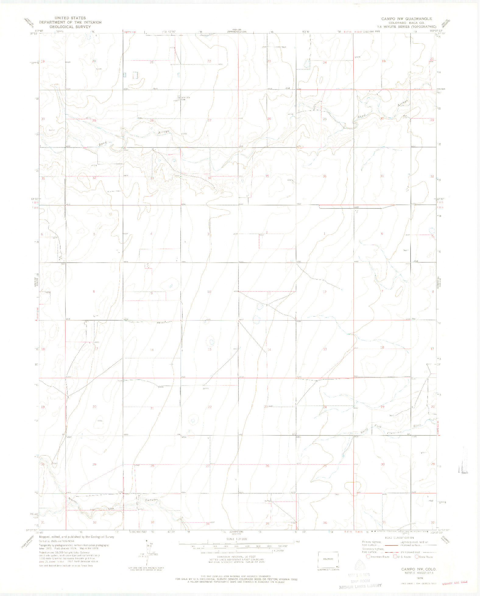 USGS 1:24000-SCALE QUADRANGLE FOR CAMPO NW, CO 1978