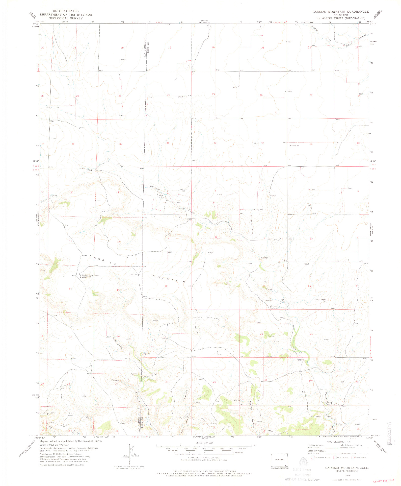 USGS 1:24000-SCALE QUADRANGLE FOR CARRIZO MOUNTAIN, CO 1978