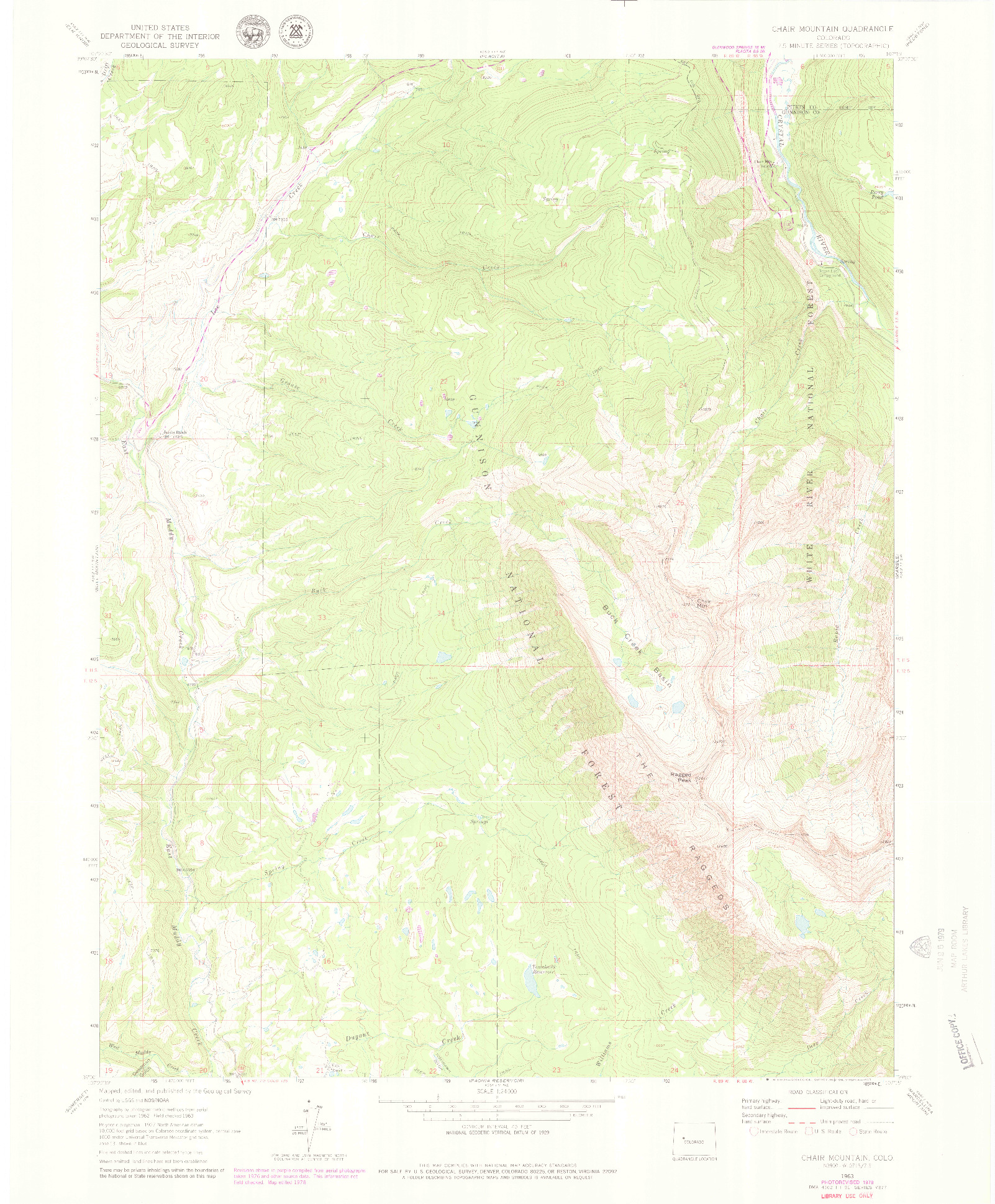 USGS 1:24000-SCALE QUADRANGLE FOR CHAIR MOUNTAIN, CO 1963