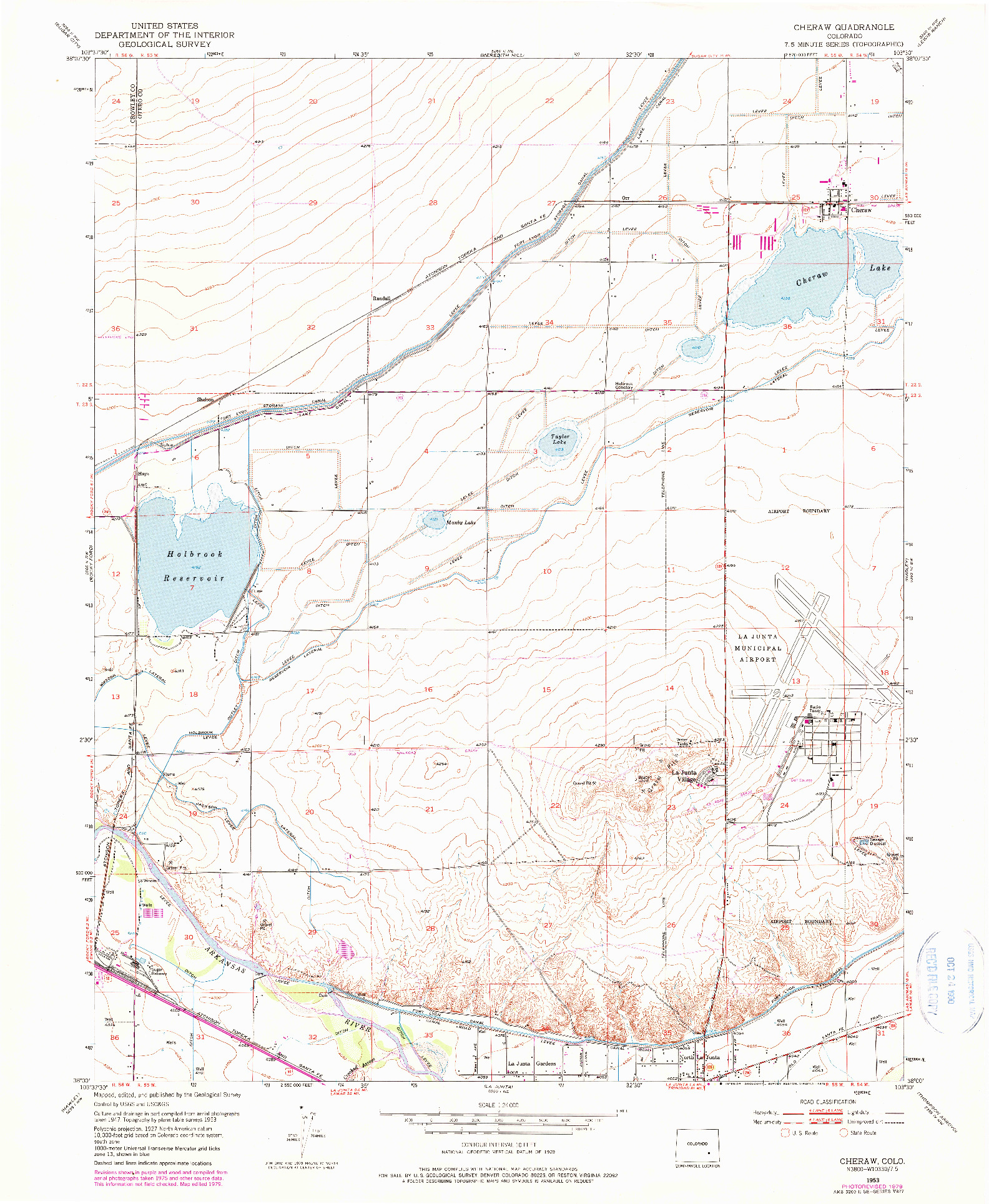 USGS 1:24000-SCALE QUADRANGLE FOR CHERAW, CO 1953