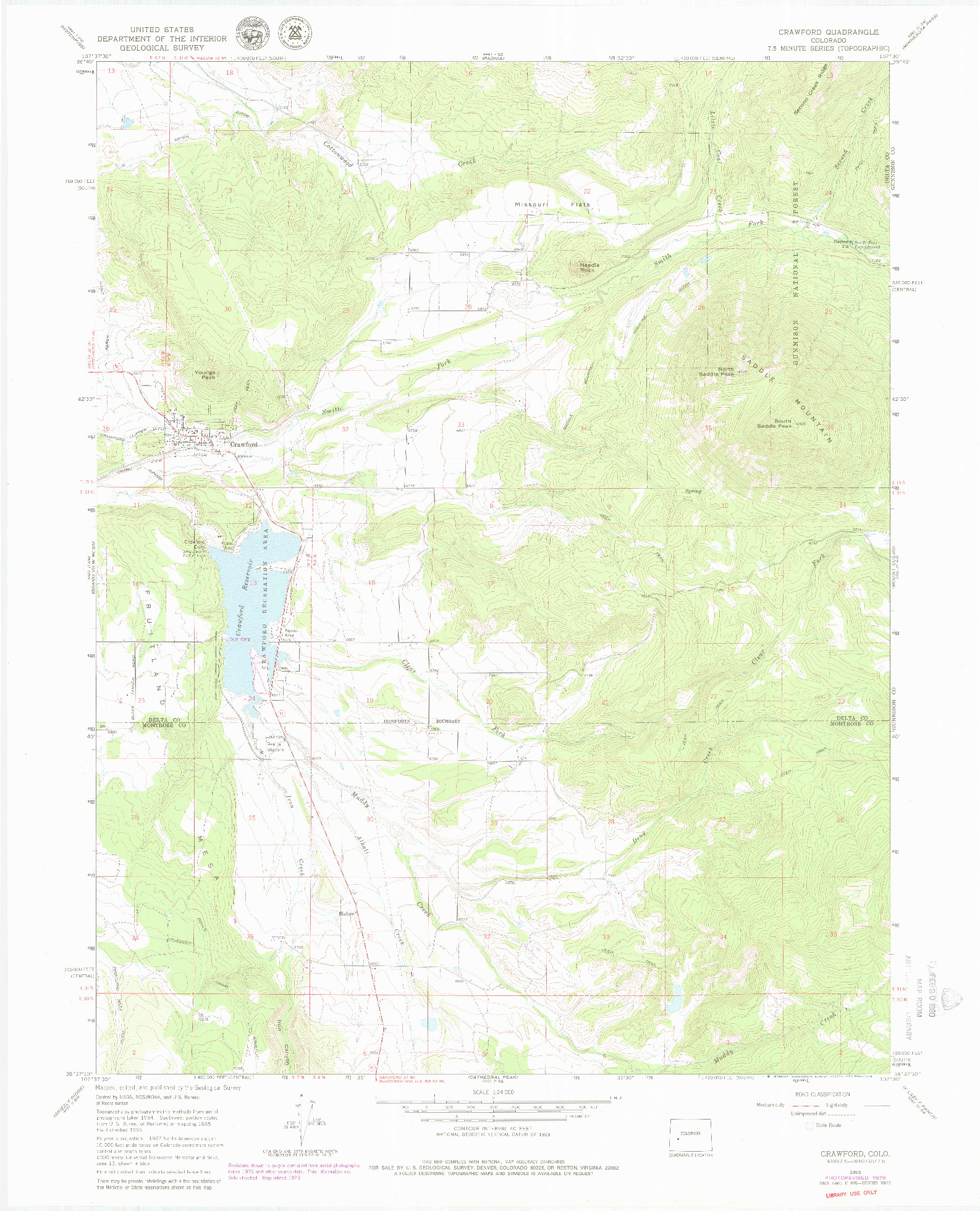 USGS 1:24000-SCALE QUADRANGLE FOR CRAWFORD, CO 1965