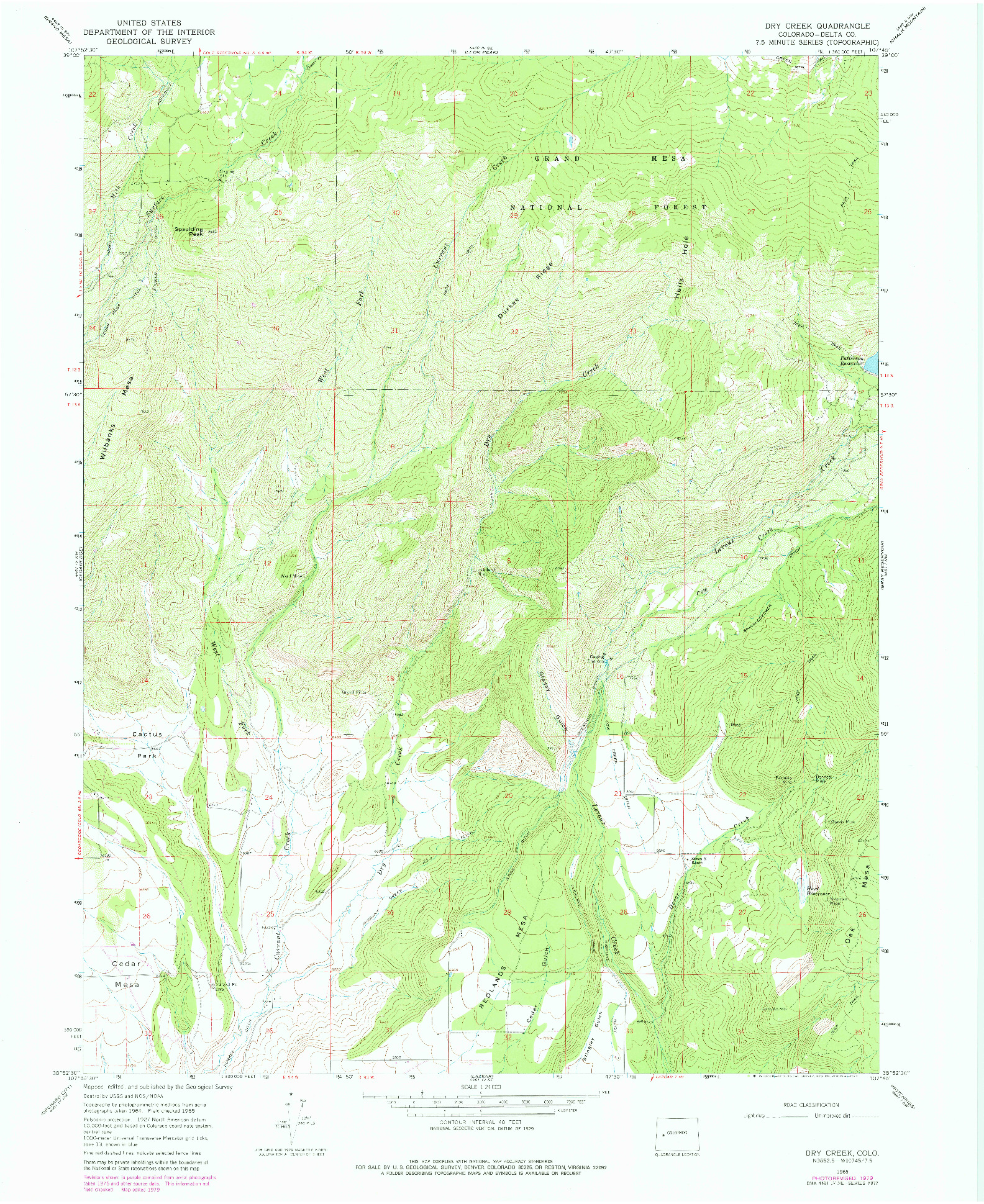 USGS 1:24000-SCALE QUADRANGLE FOR DRY CREEK, CO 1965