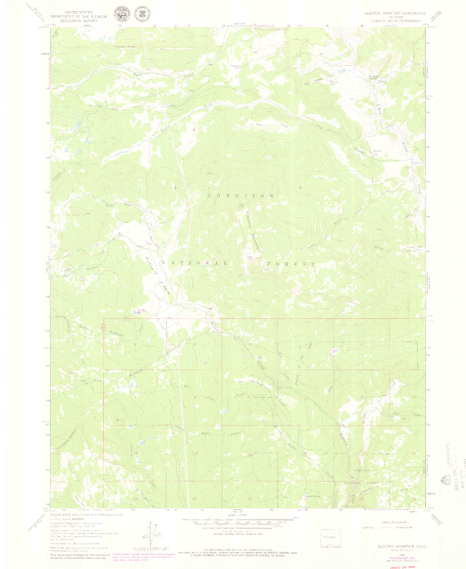 USGS 1:24000-SCALE QUADRANGLE FOR ELECTRIC MOUNTAIN, CO 1961