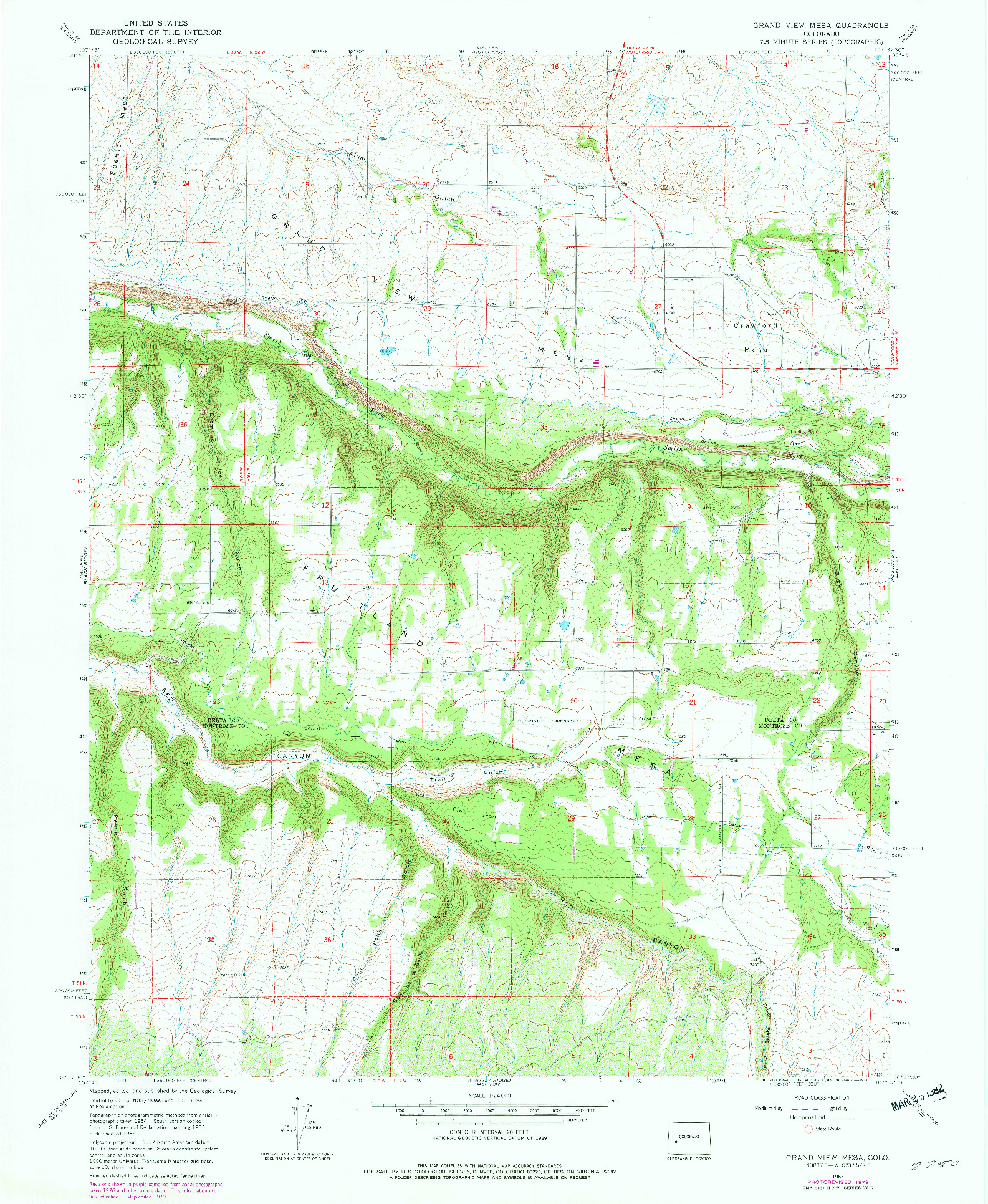 USGS 1:24000-SCALE QUADRANGLE FOR GRAND VIEW MESA, CO 1965