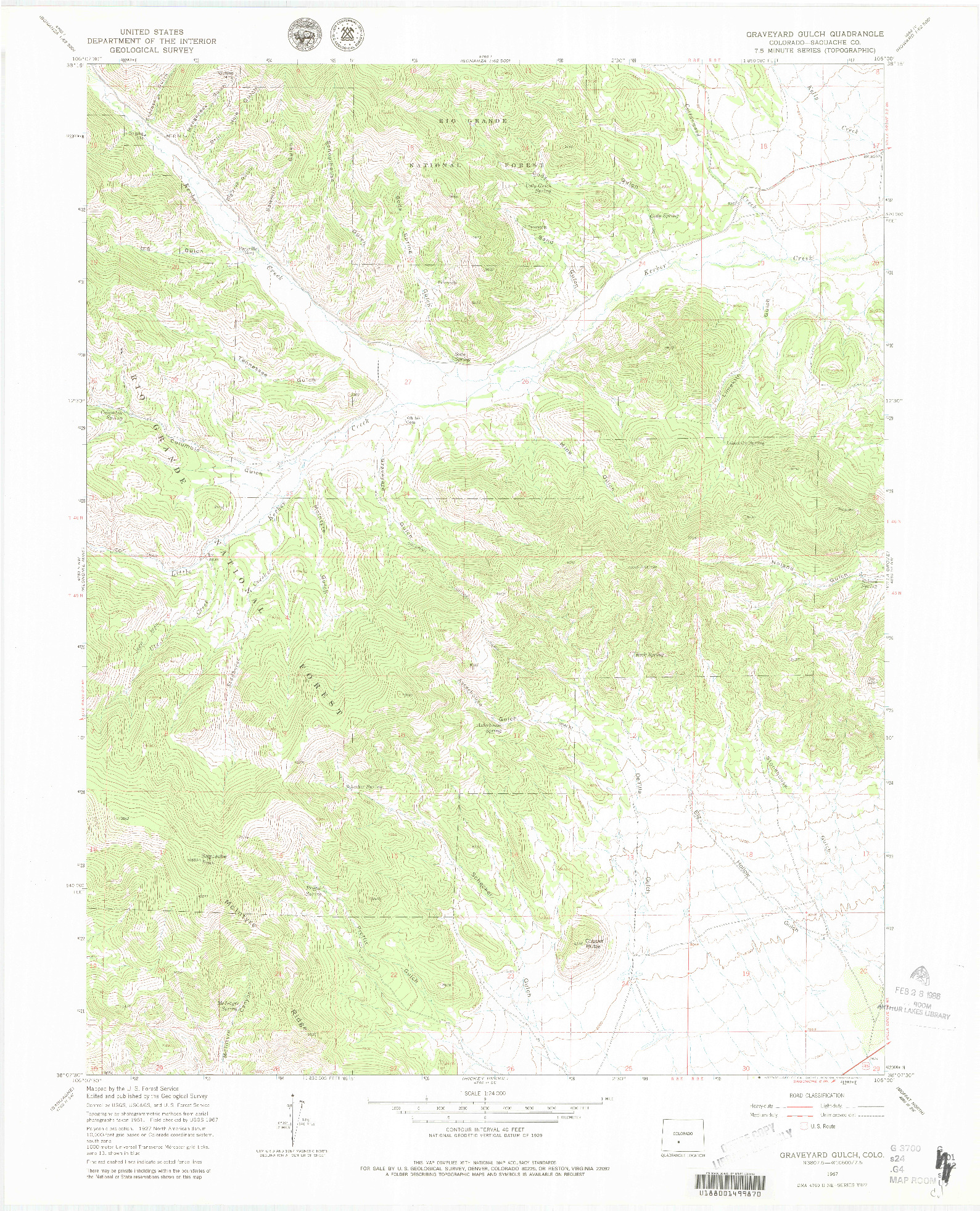 USGS 1:24000-SCALE QUADRANGLE FOR GRAVEYARD GULCH, CO 1967