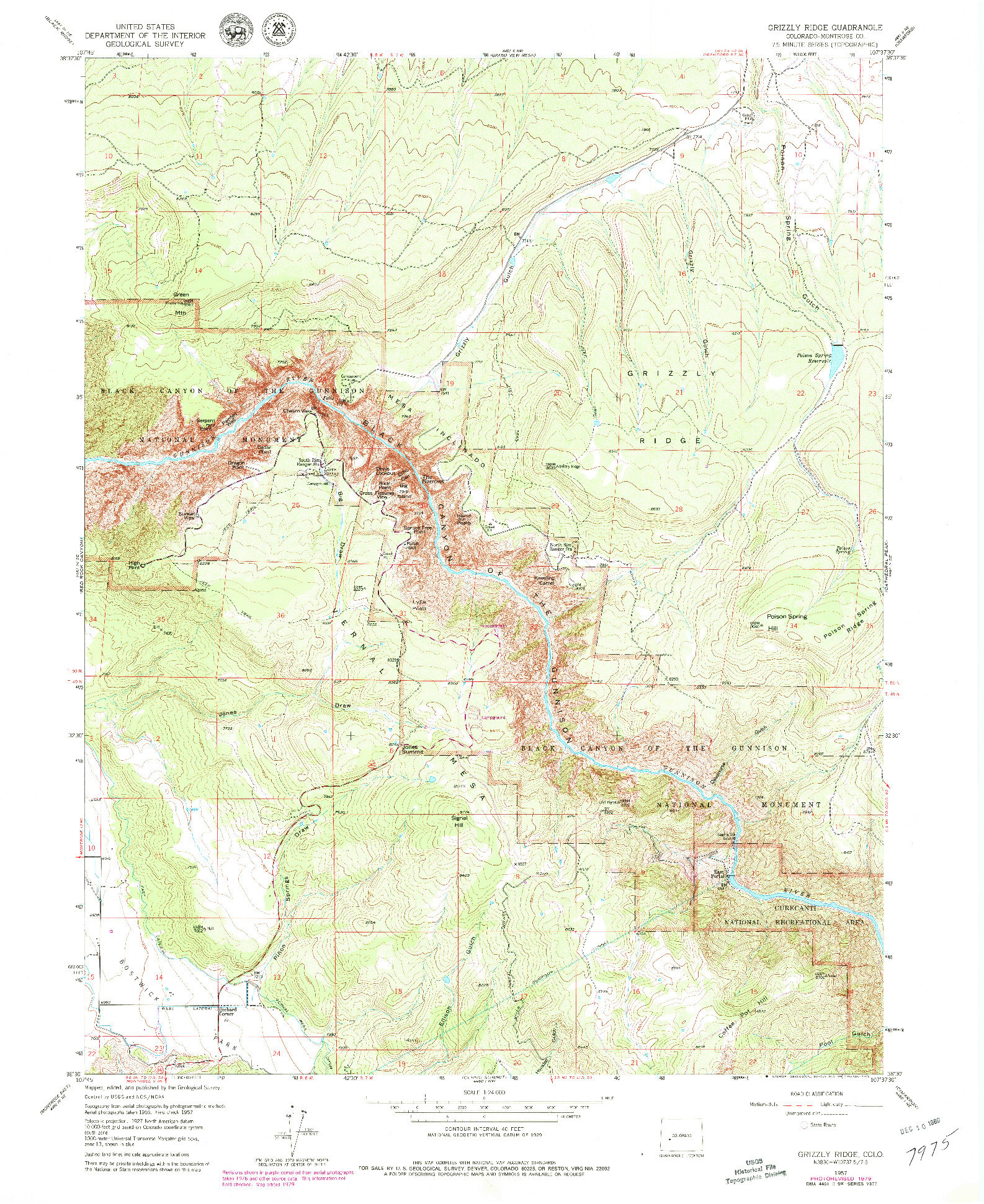 USGS 1:24000-SCALE QUADRANGLE FOR GRIZZLY RIDGE, CO 1957