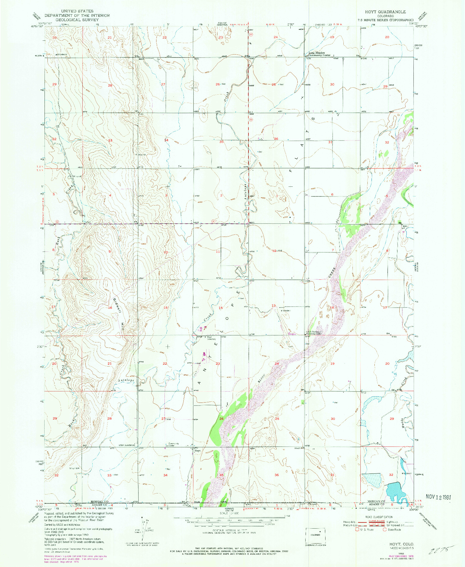 USGS 1:24000-SCALE QUADRANGLE FOR HOYT, CO 1950