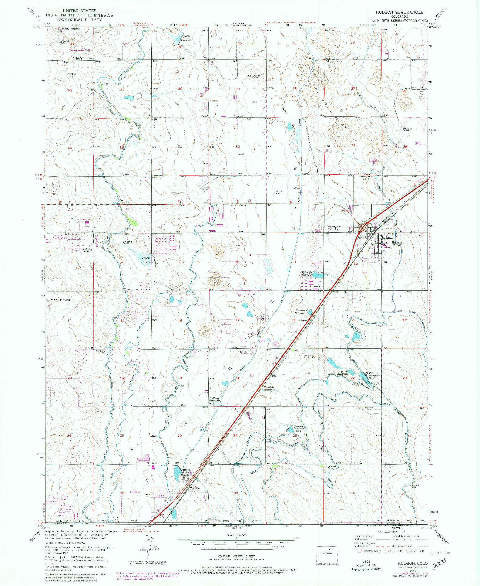 USGS 1:24000-SCALE QUADRANGLE FOR HUDSON, CO 1949