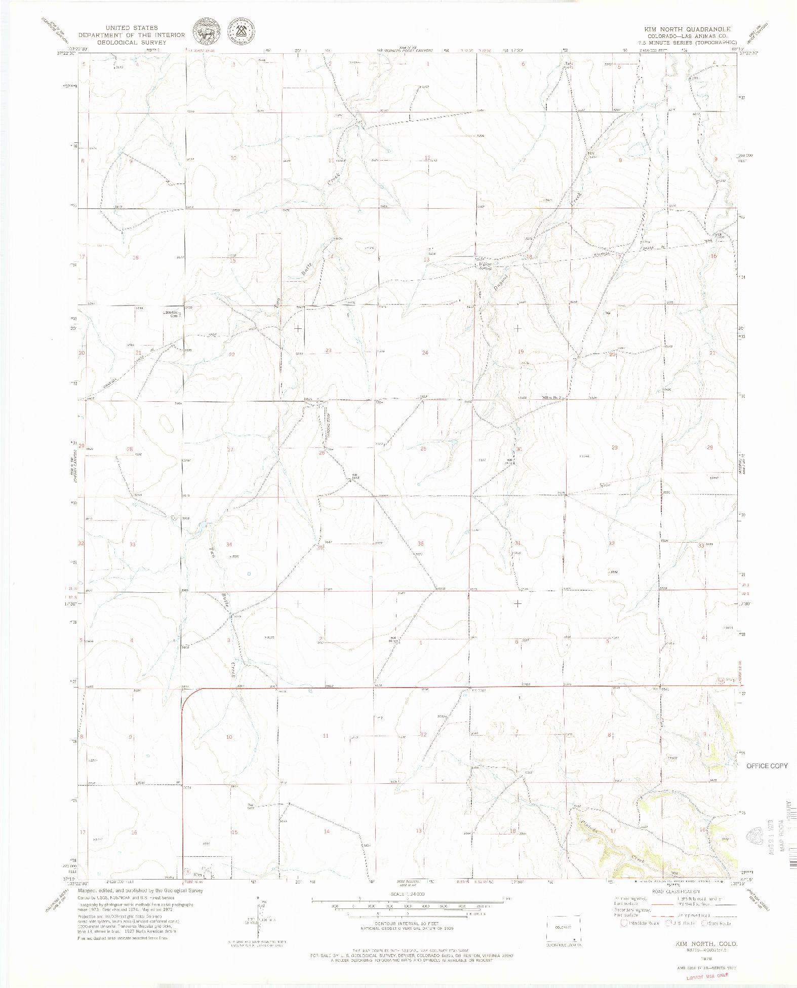 USGS 1:24000-SCALE QUADRANGLE FOR KIM NORTH, CO 1979