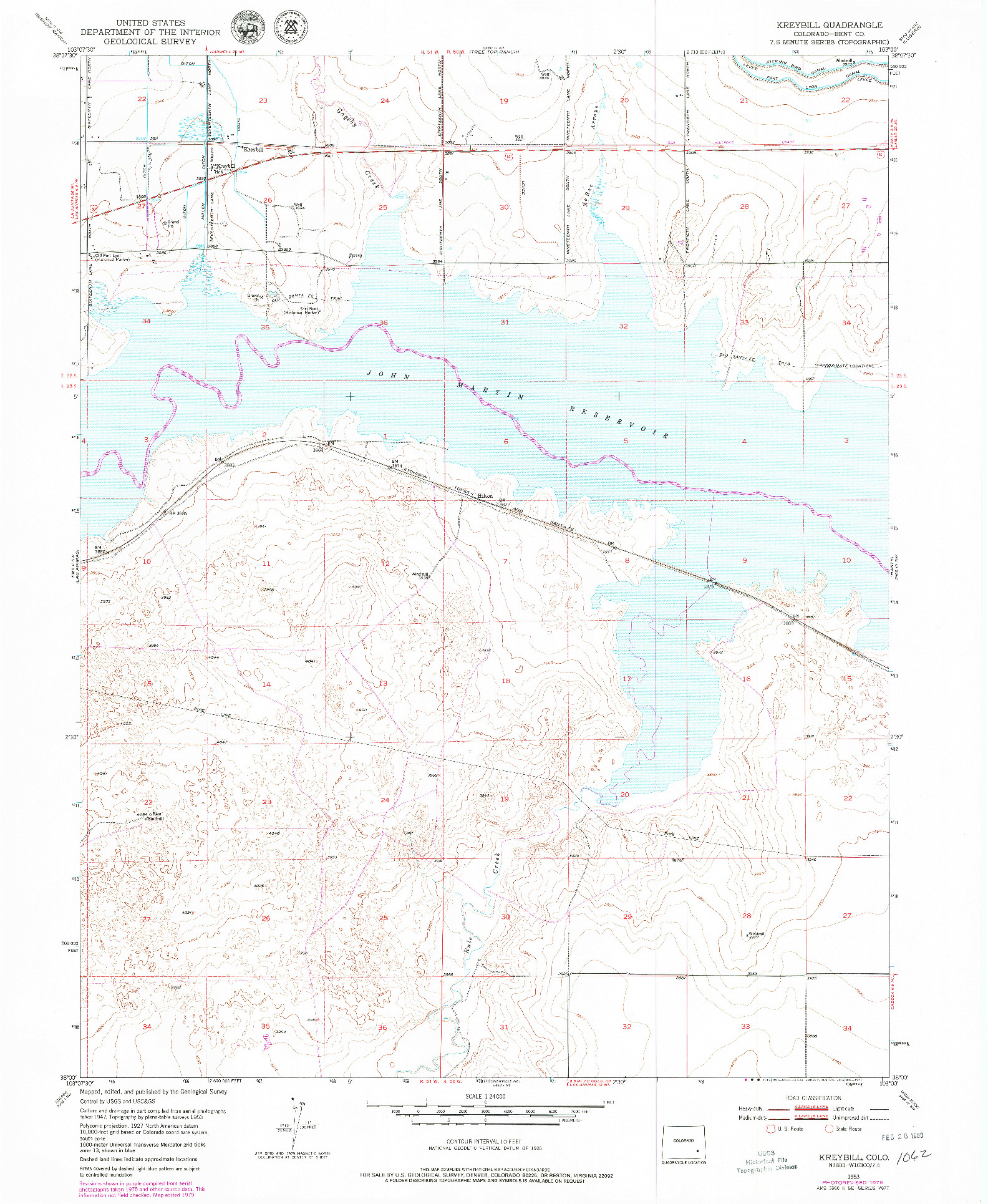 USGS 1:24000-SCALE QUADRANGLE FOR KREYBILL, CO 1953