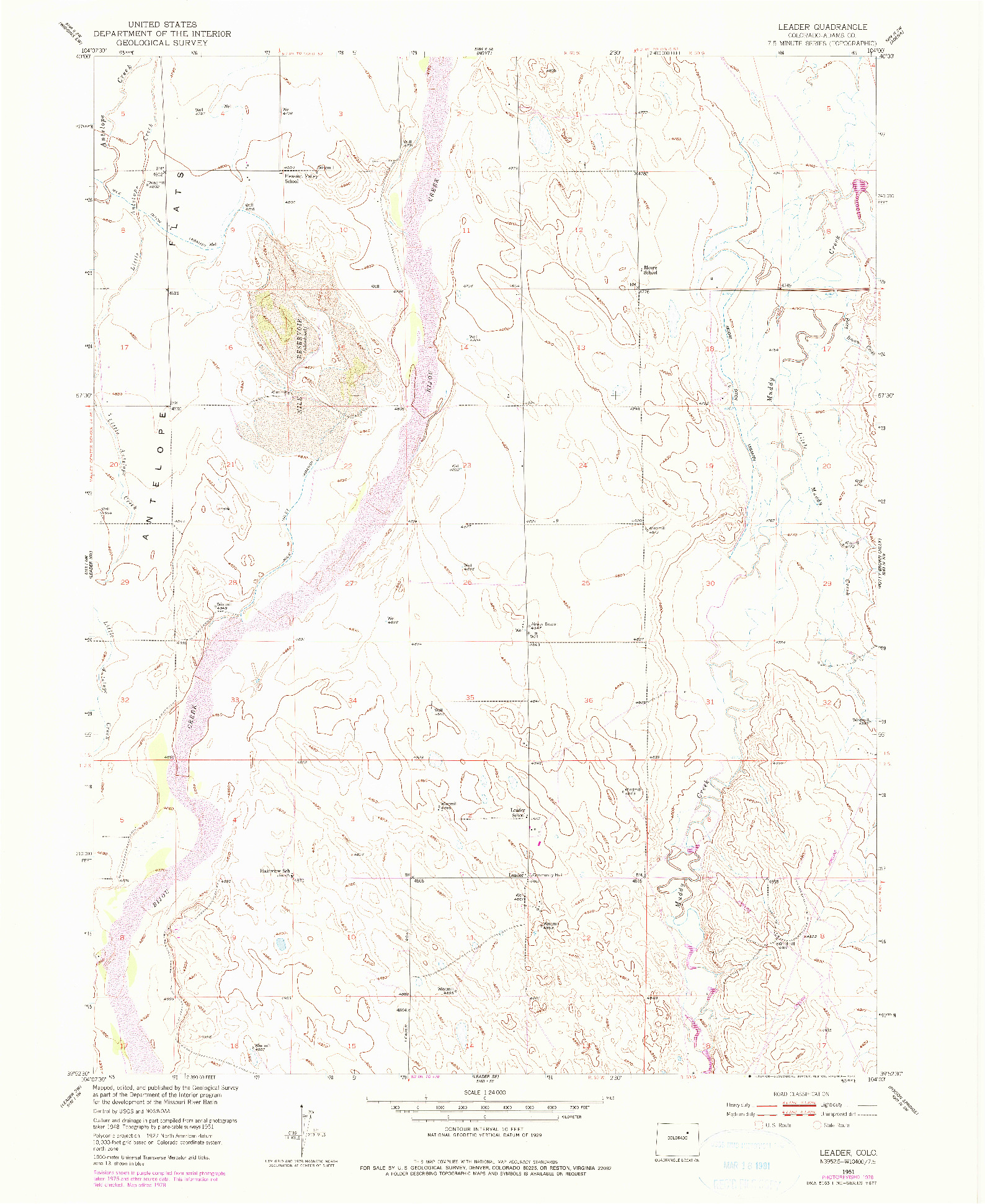 USGS 1:24000-SCALE QUADRANGLE FOR LEADER, CO 1951