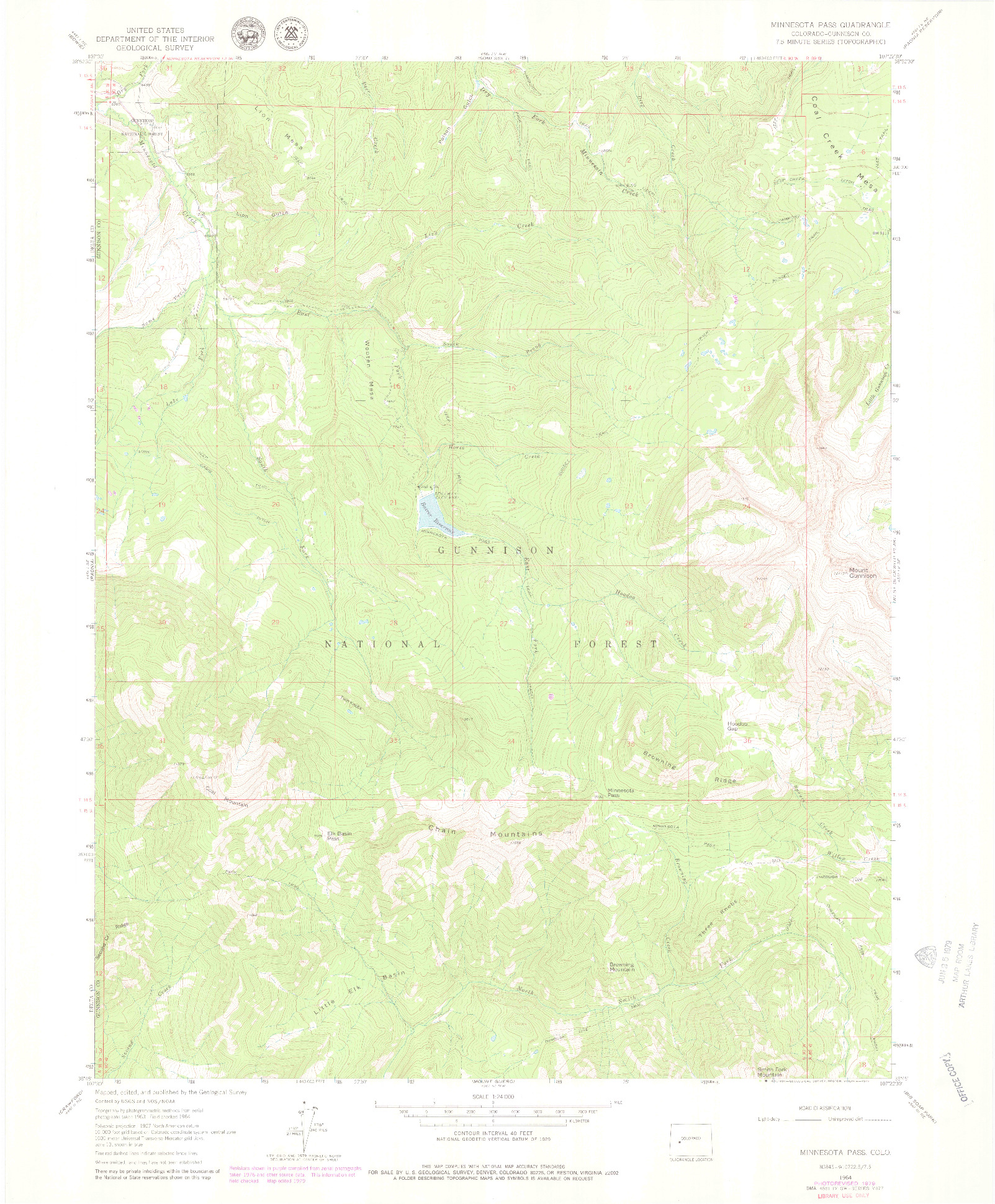 USGS 1:24000-SCALE QUADRANGLE FOR MINNESOTA PASS, CO 1964