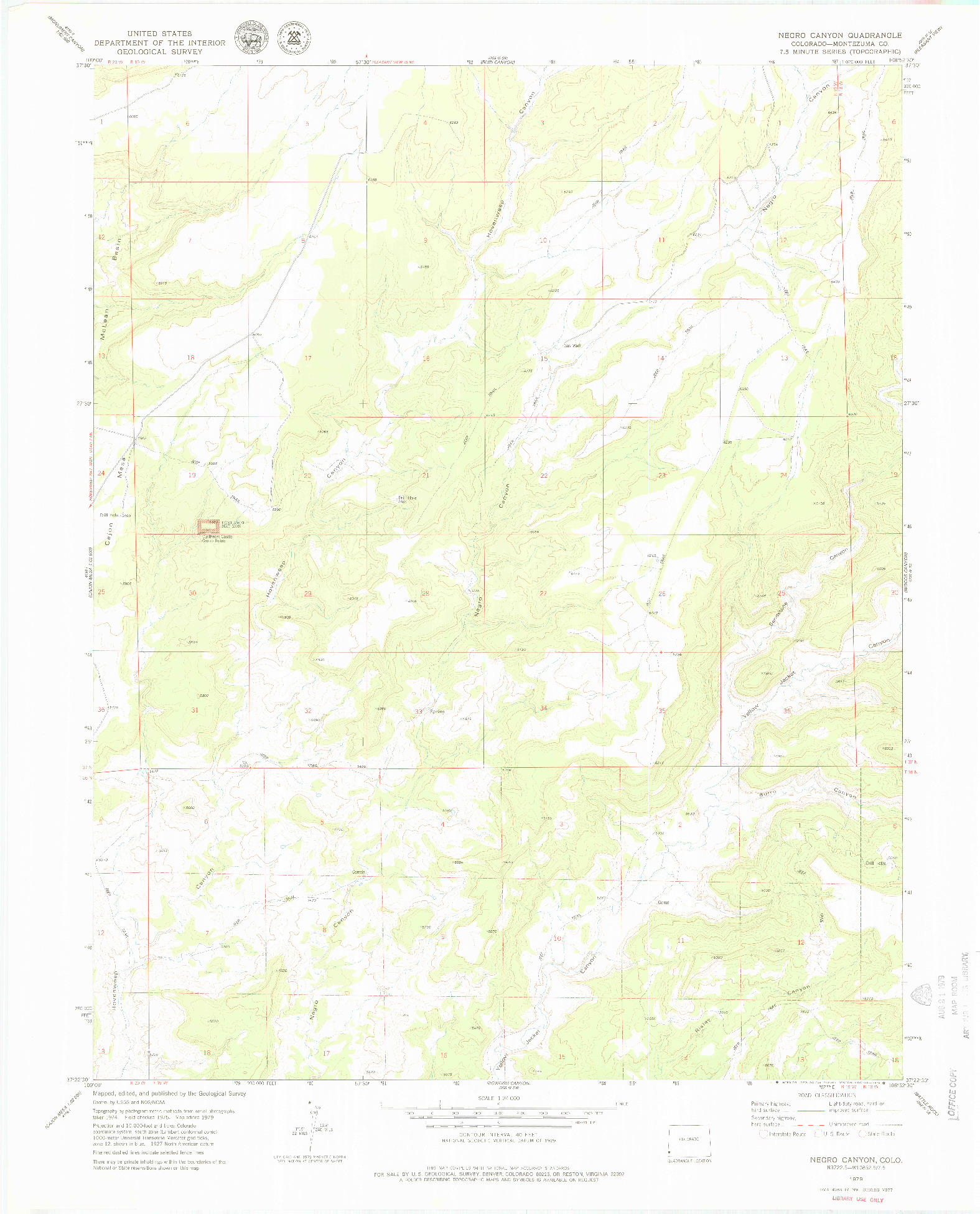 USGS 1:24000-SCALE QUADRANGLE FOR NEGRO CANYON, CO 1979