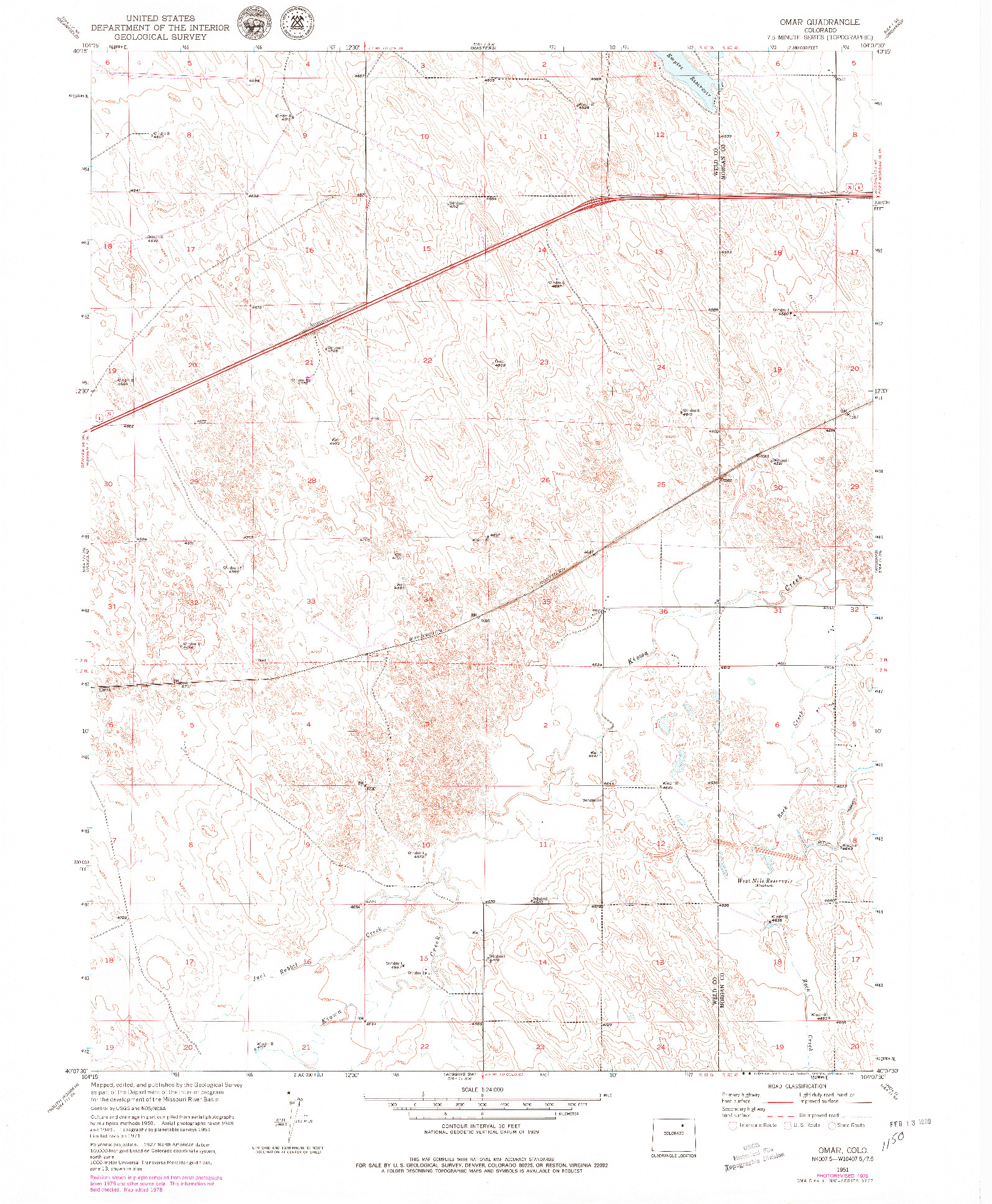 USGS 1:24000-SCALE QUADRANGLE FOR OMAR, CO 1951