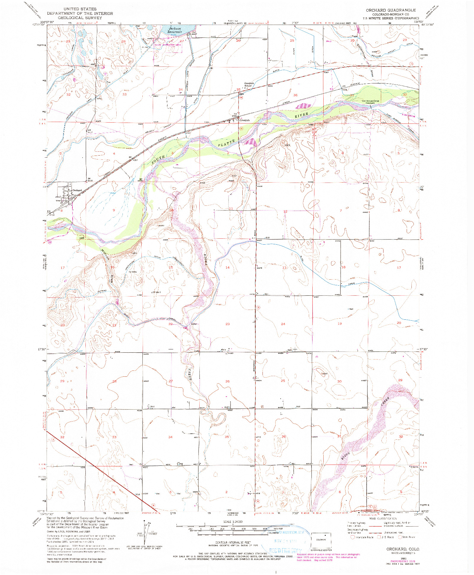 USGS 1:24000-SCALE QUADRANGLE FOR ORCHARD, CO 1951