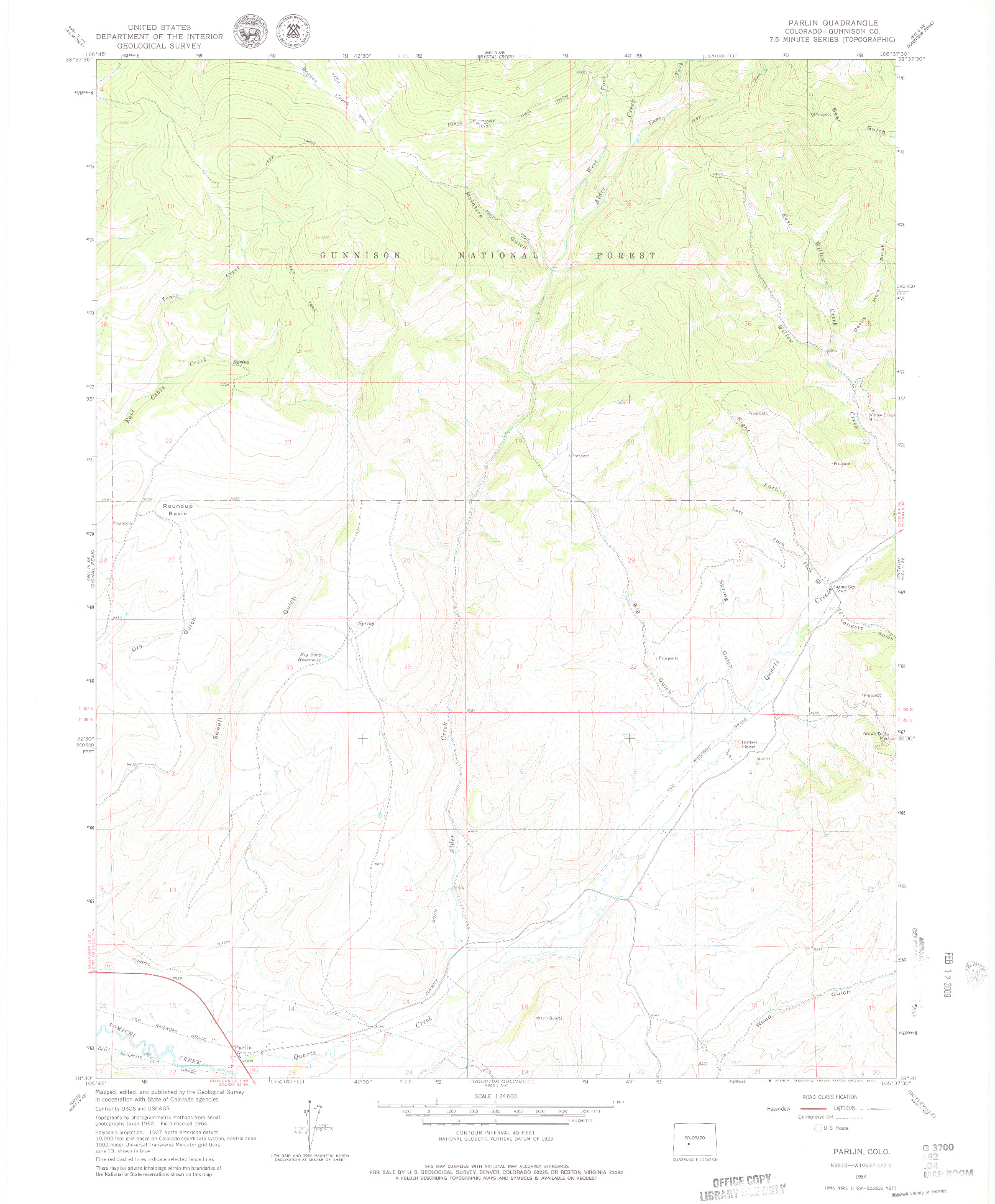 USGS 1:24000-SCALE QUADRANGLE FOR PARLIN, CO 1964