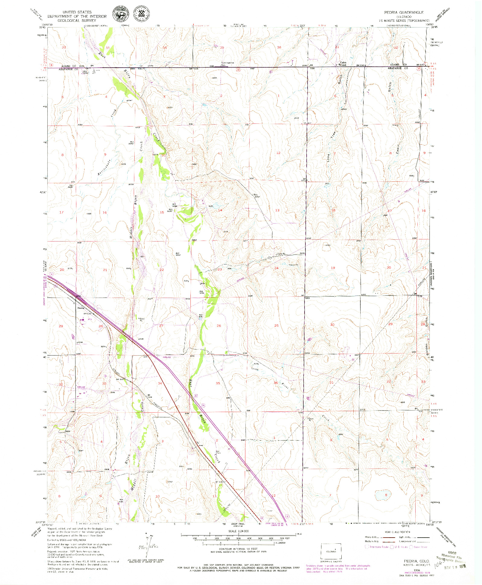 USGS 1:24000-SCALE QUADRANGLE FOR PEORIA, CO 1956