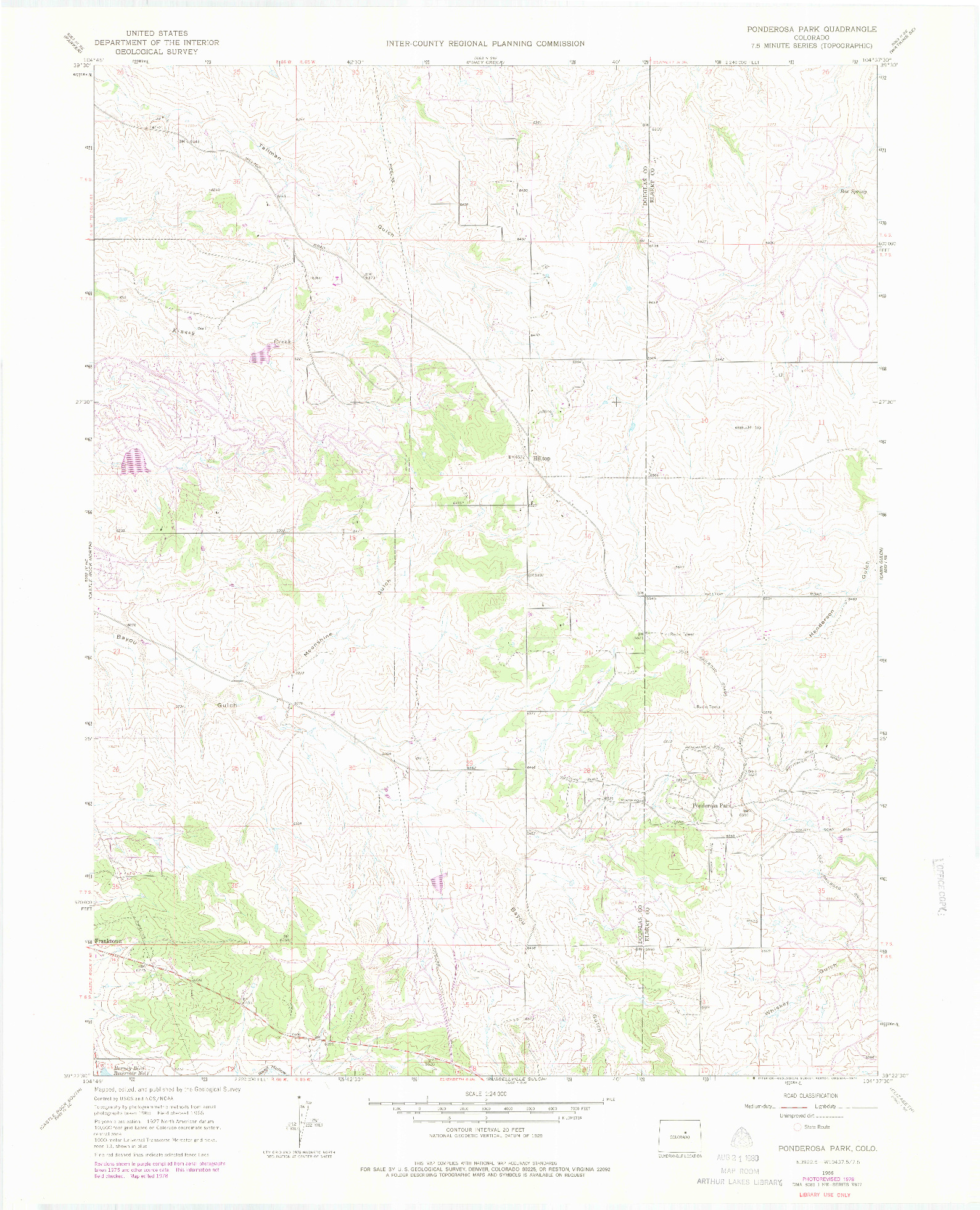 USGS 1:24000-SCALE QUADRANGLE FOR PONDEROSA PARK, CO 1966