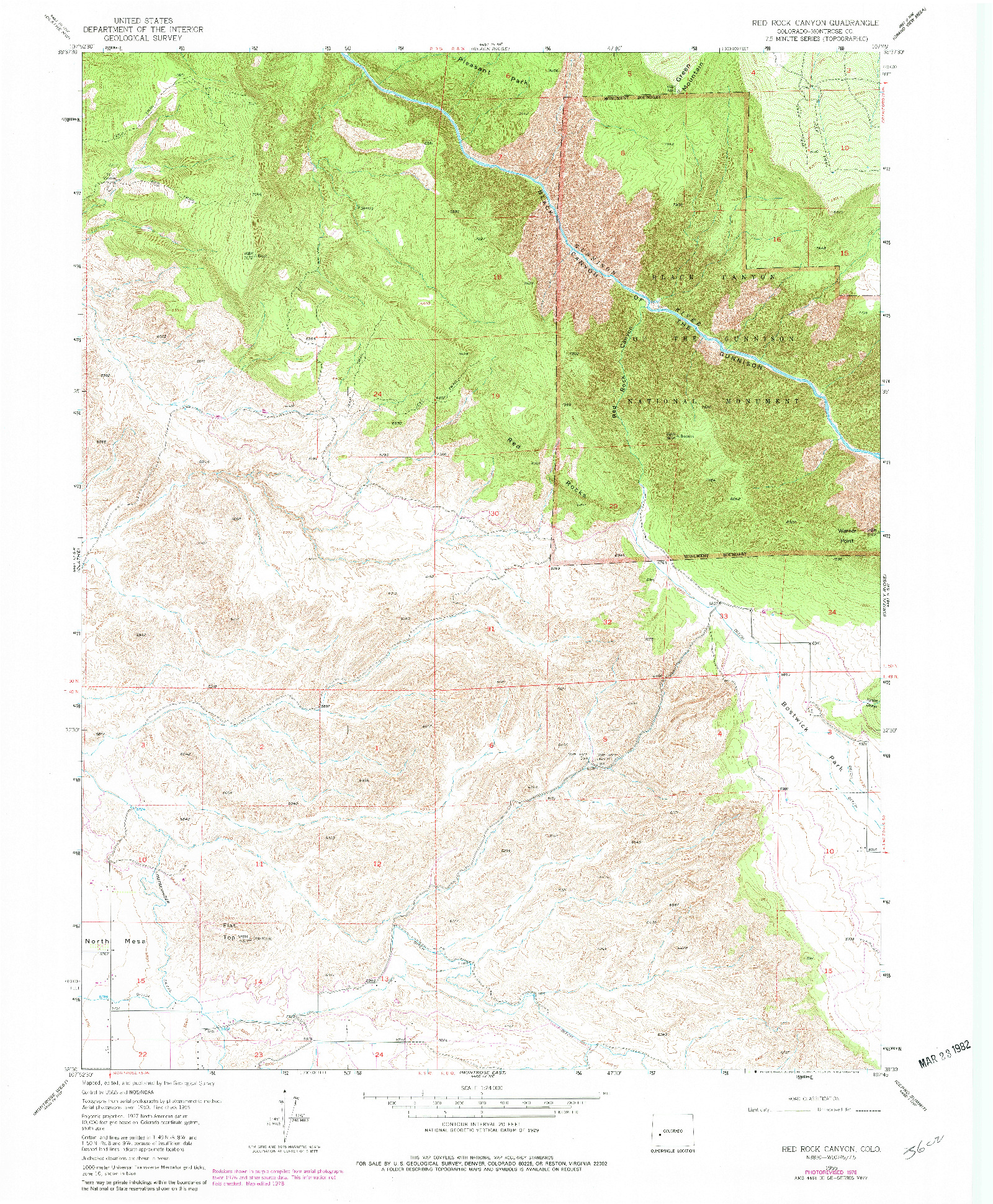 USGS 1:24000-SCALE QUADRANGLE FOR RED ROCK CANYON, CO 1955