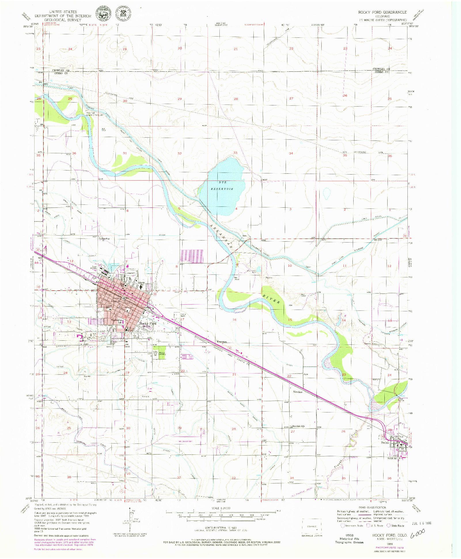 USGS 1:24000-SCALE QUADRANGLE FOR ROCKY FORD, CO 1955