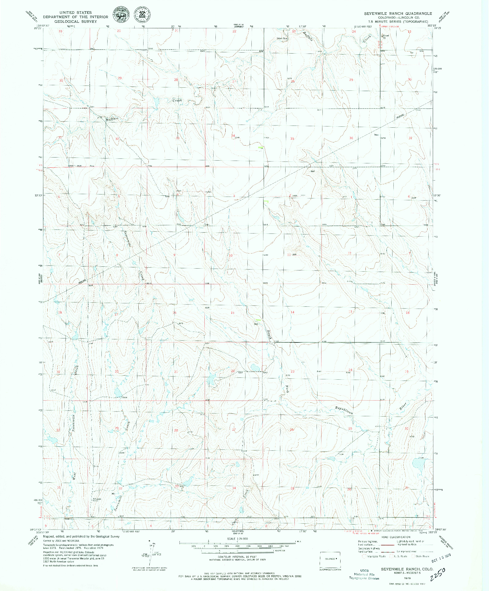 USGS 1:24000-SCALE QUADRANGLE FOR SEVENMILE RANCH, CO 1979