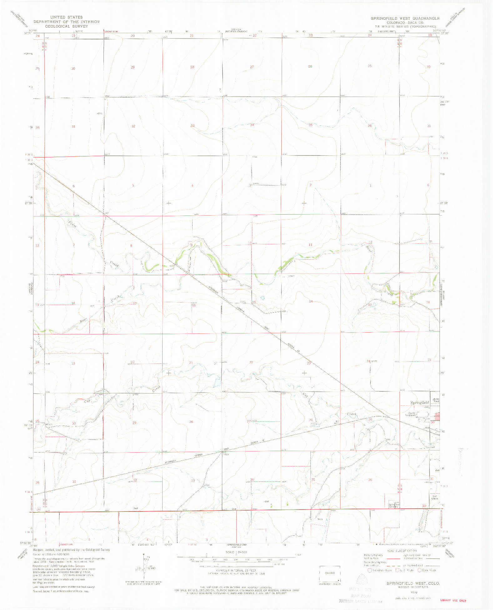USGS 1:24000-SCALE QUADRANGLE FOR SPRINGFIELD WEST, CO 1978