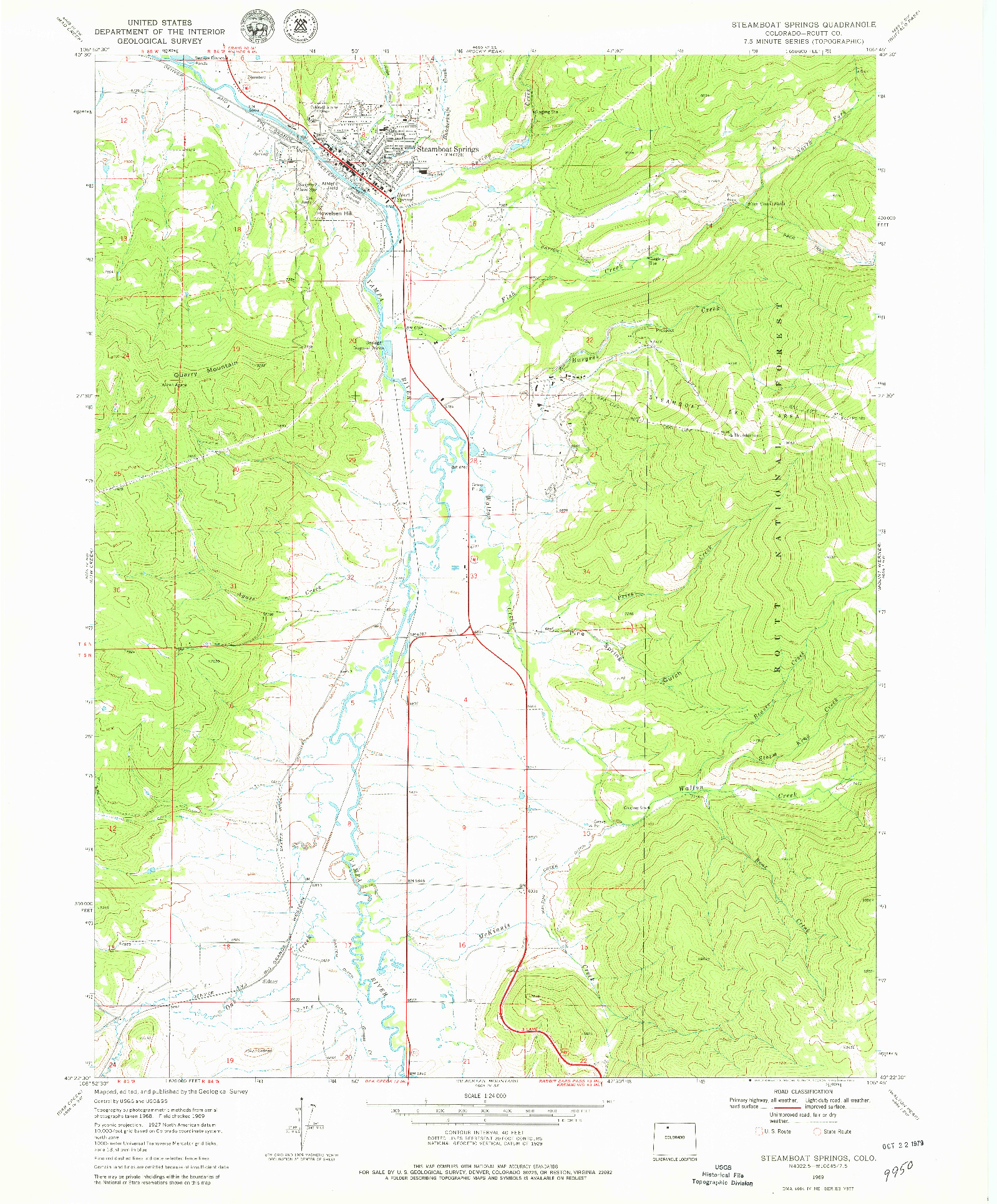 USGS 1:24000-SCALE QUADRANGLE FOR STEAMBOAT SPRINGS, CO 1969