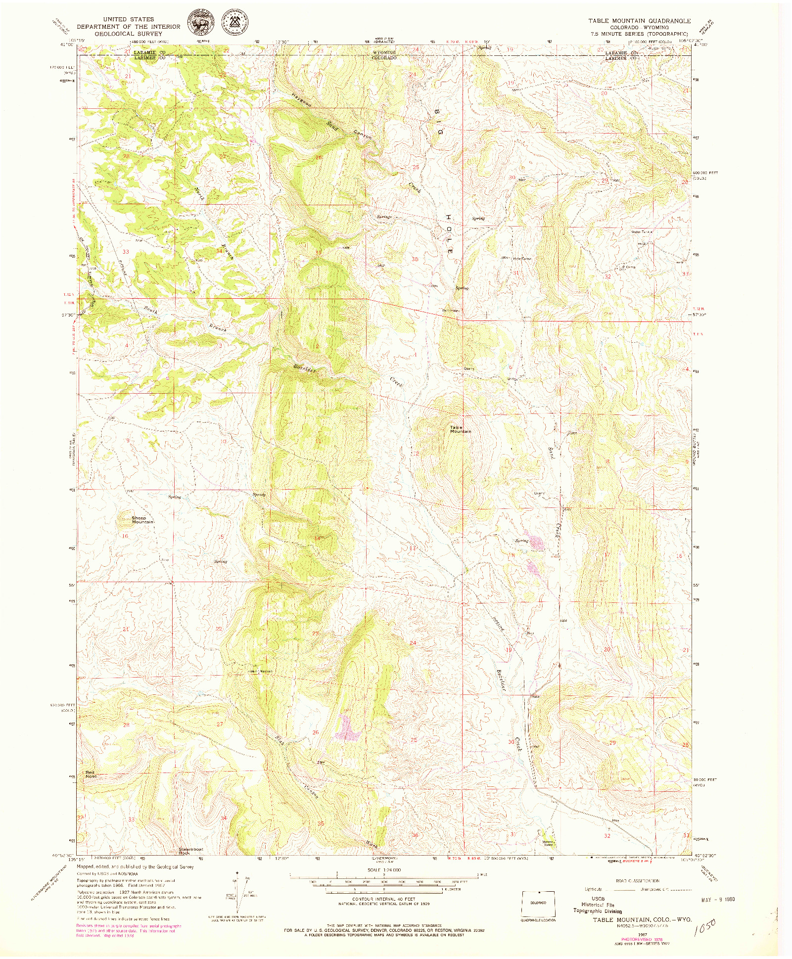 USGS 1:24000-SCALE QUADRANGLE FOR TABLE MOUNTAIN, CO 1967