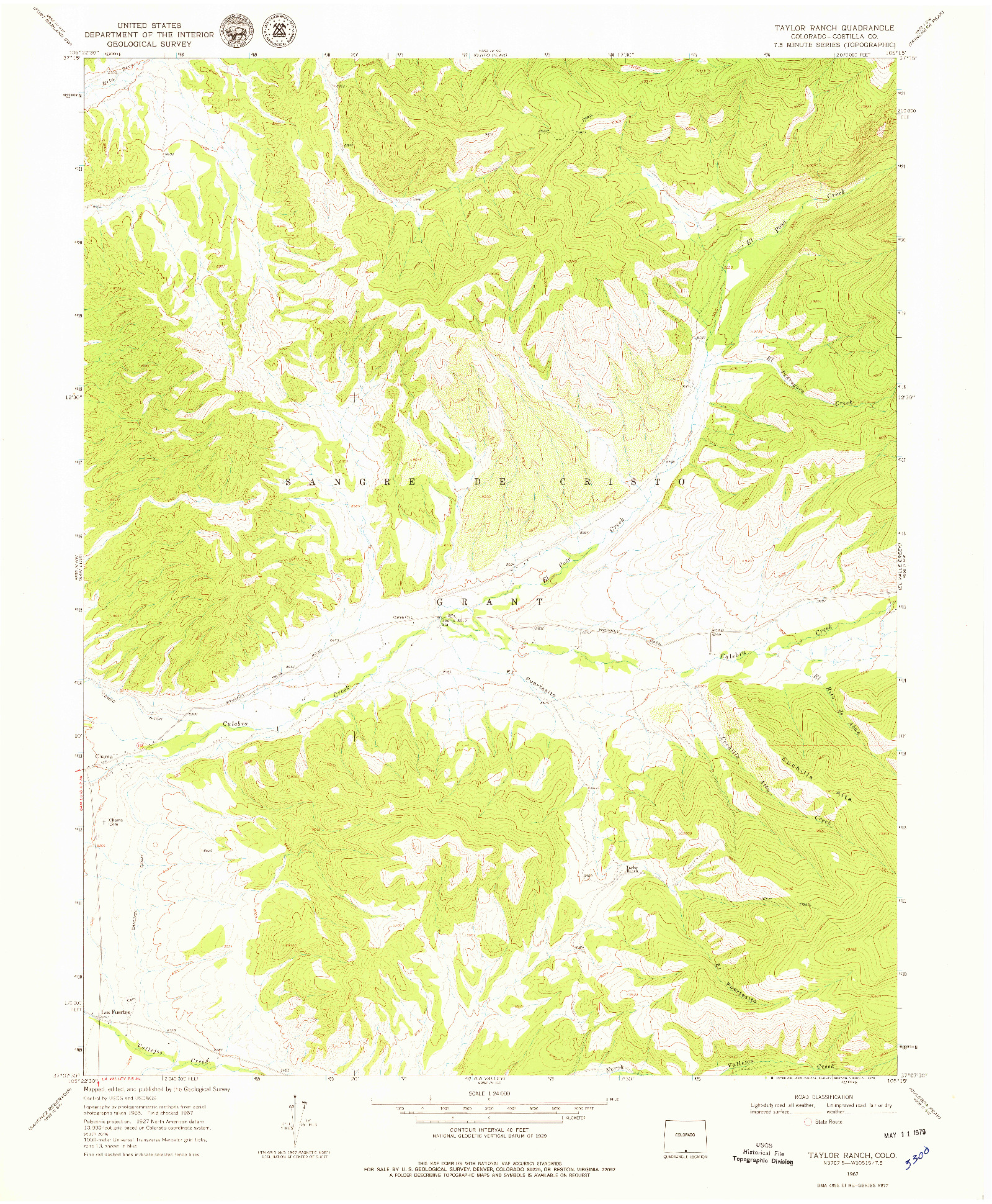 USGS 1:24000-SCALE QUADRANGLE FOR TAYLOR RANCH, CO 1967