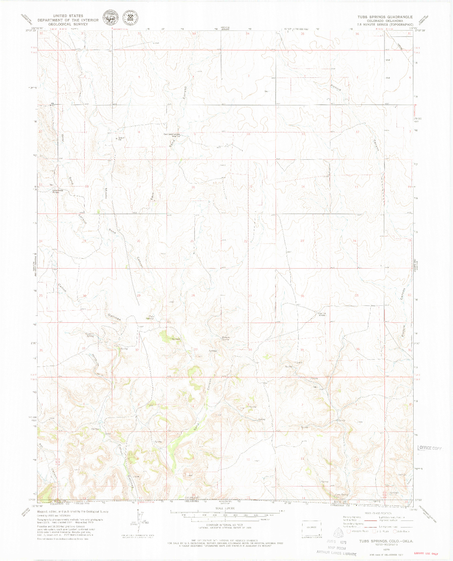 USGS 1:24000-SCALE QUADRANGLE FOR TUBS SPRINGS, CO 1979