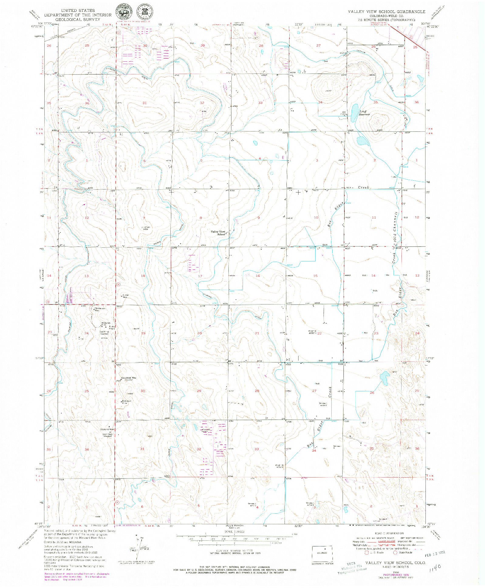 USGS 1:24000-SCALE QUADRANGLE FOR VALLEY VIEW SCHOOL, CO 1950