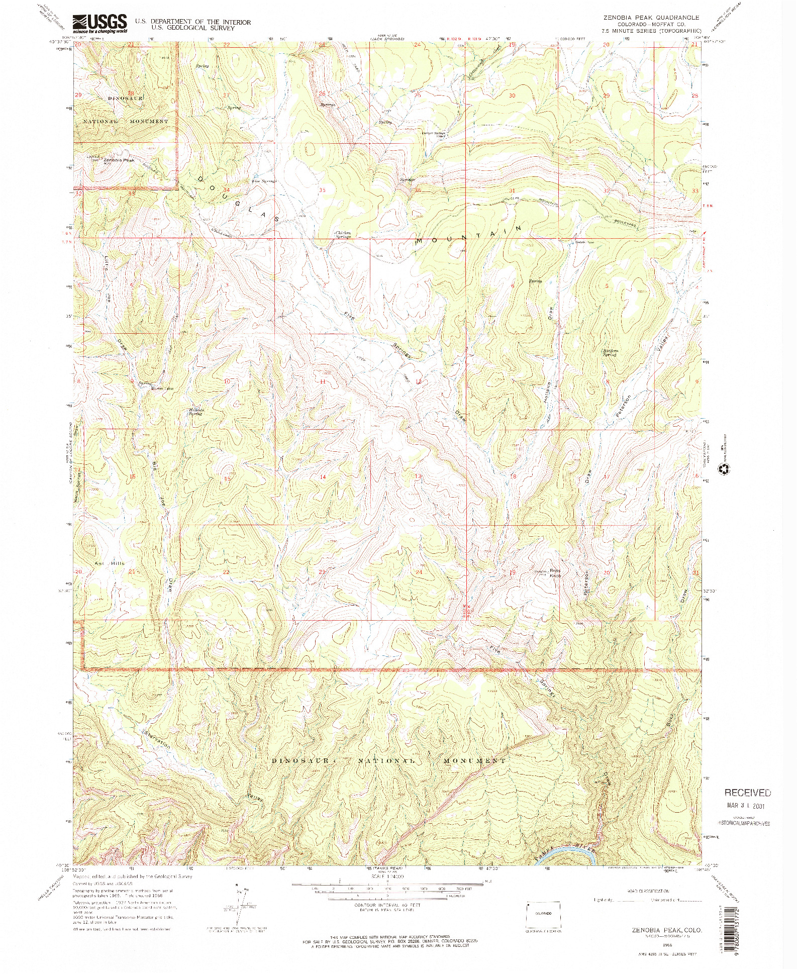 USGS 1:24000-SCALE QUADRANGLE FOR ZENOBIA PEAK, CO 1966